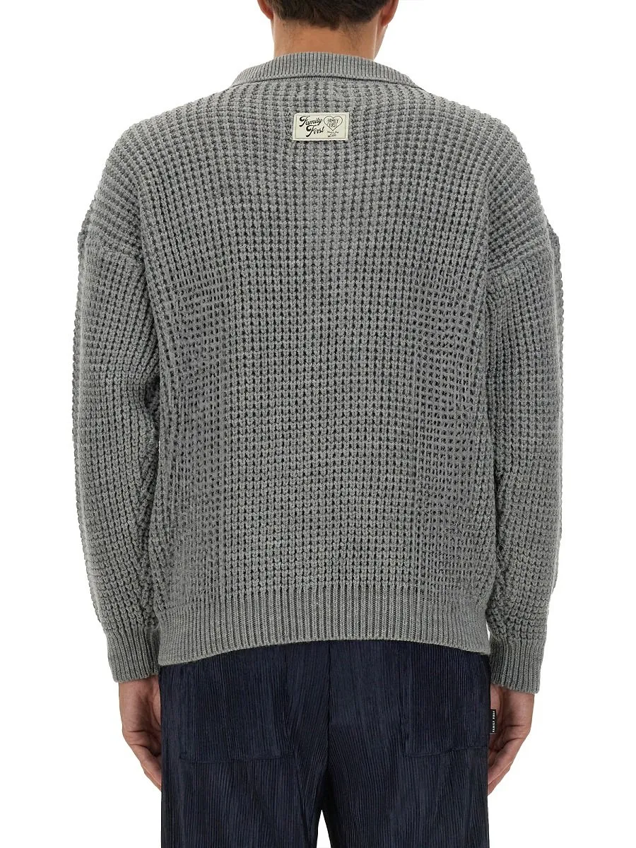 Family First Polo Knit Cardigan Sweater