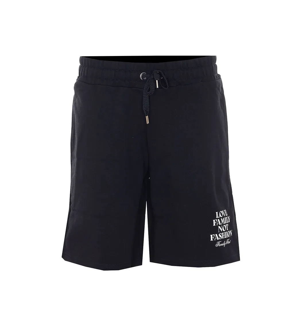 Family First Slogan Drawstring Shorts