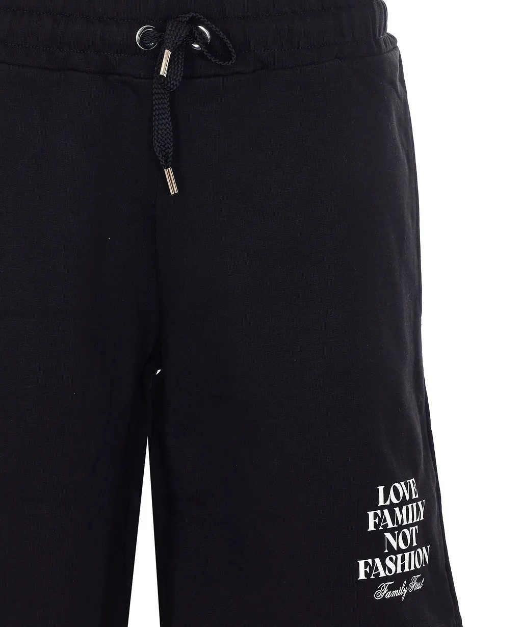 Family First Slogan Drawstring Shorts