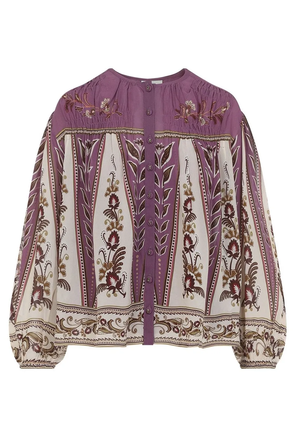Farm Rio Floral Embroidered Long-Sleeved Shirt