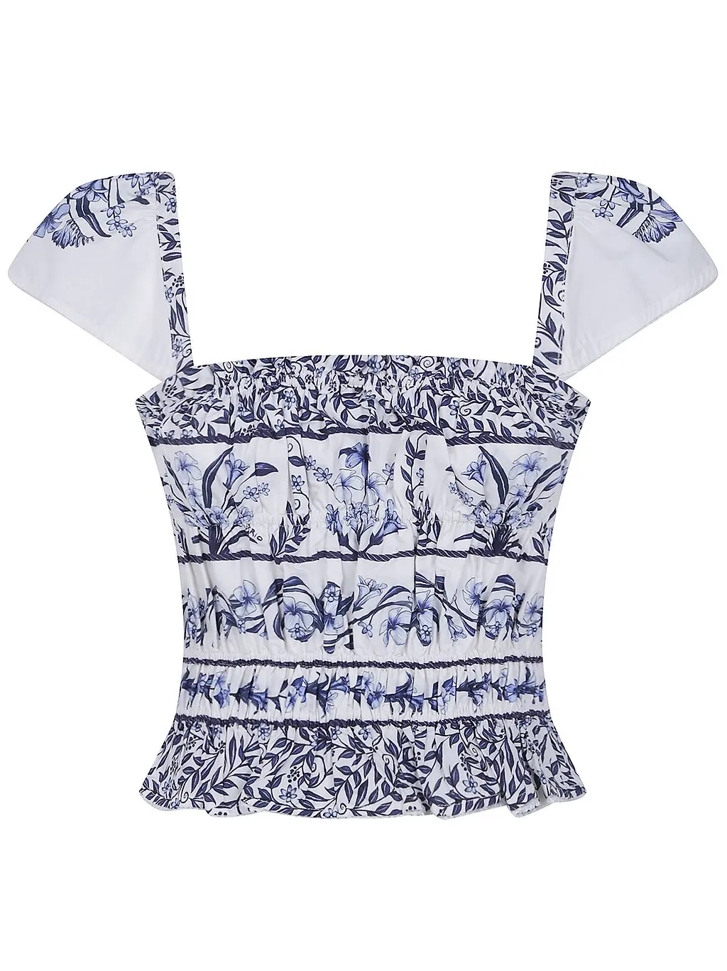 Farm Rio Flowers Arch Smocked Blouse