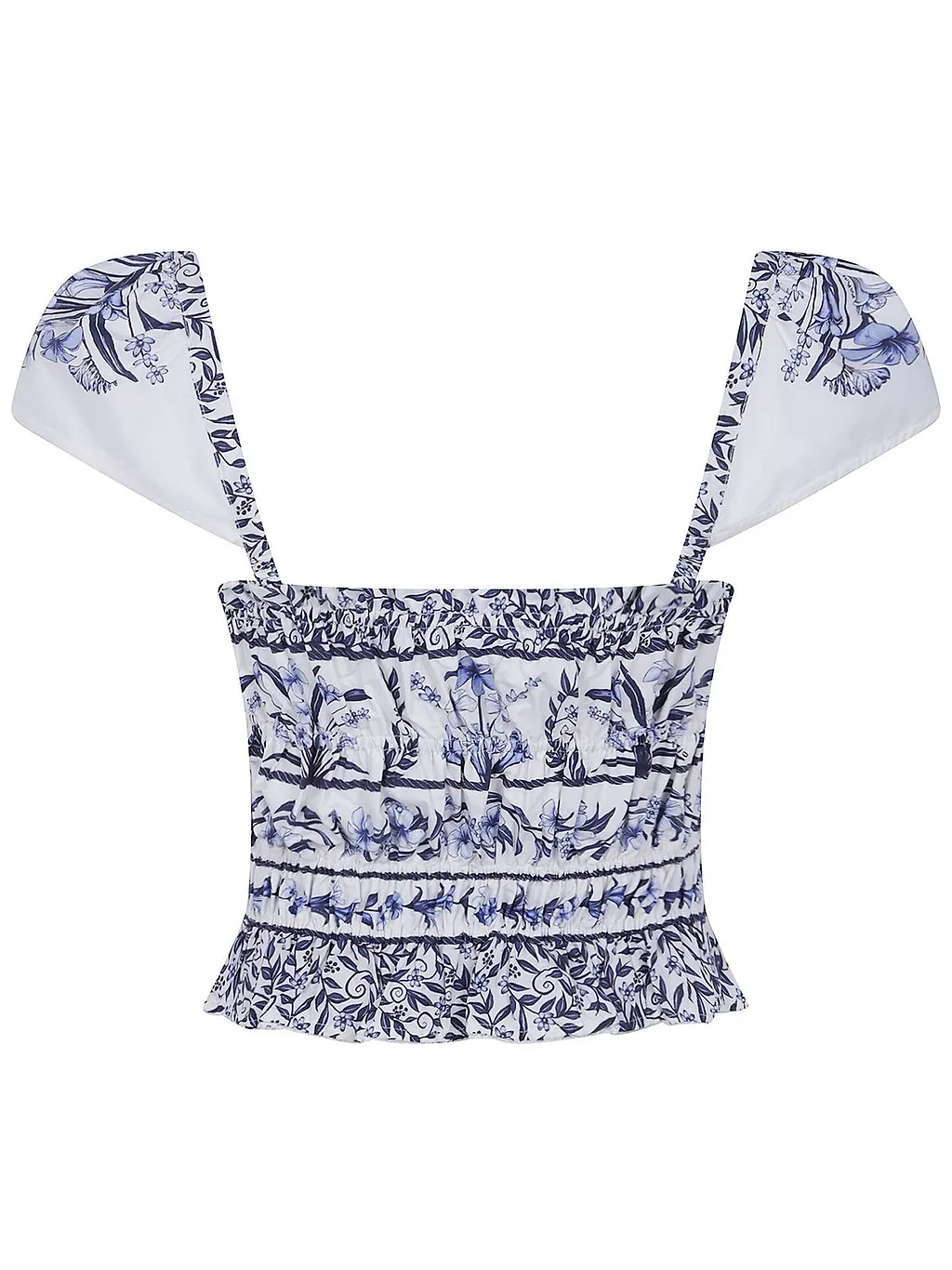 Farm Rio Flowers Arch Smocked Blouse