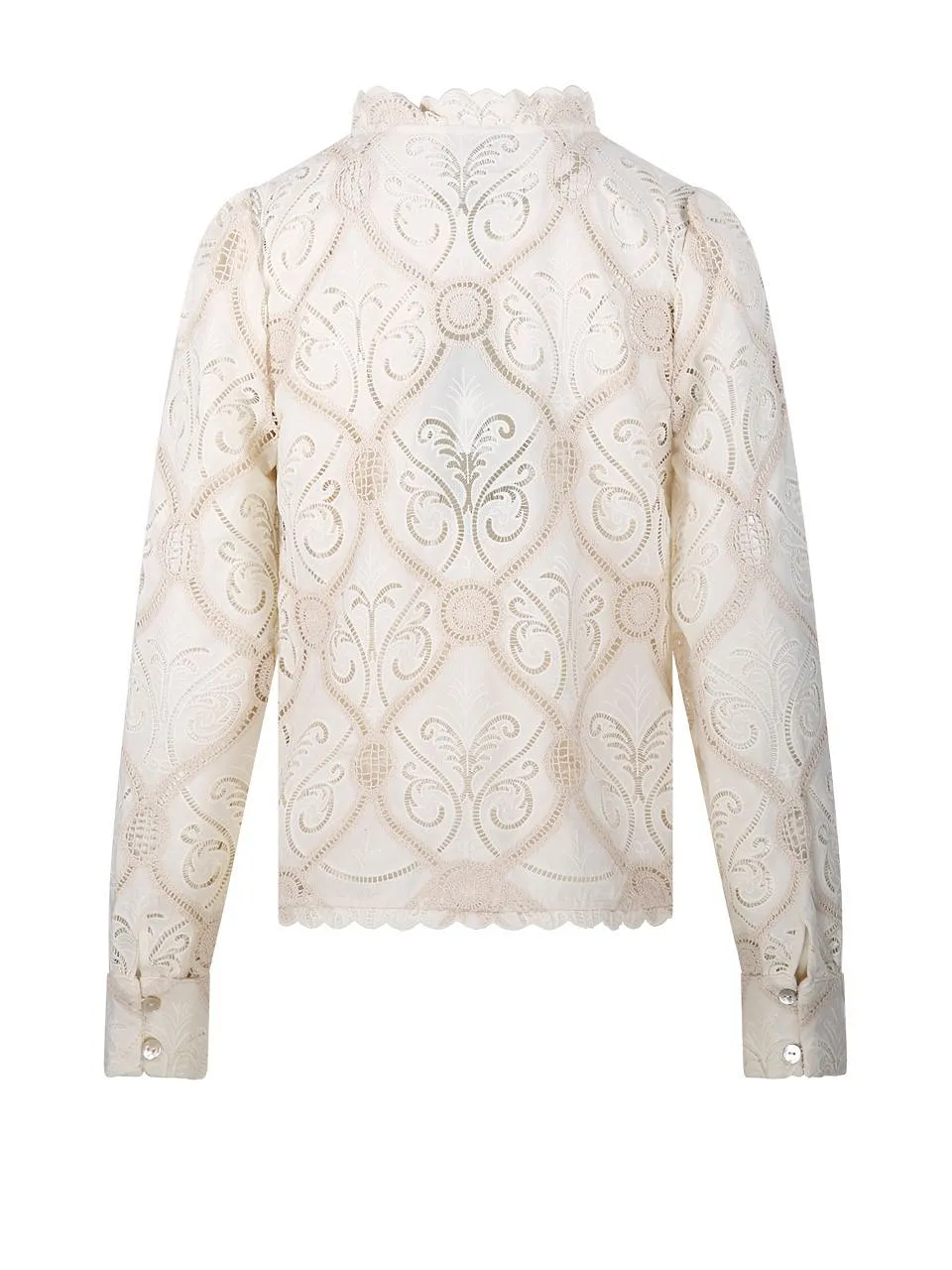 Graphic Lace Long Sleeve Blouse