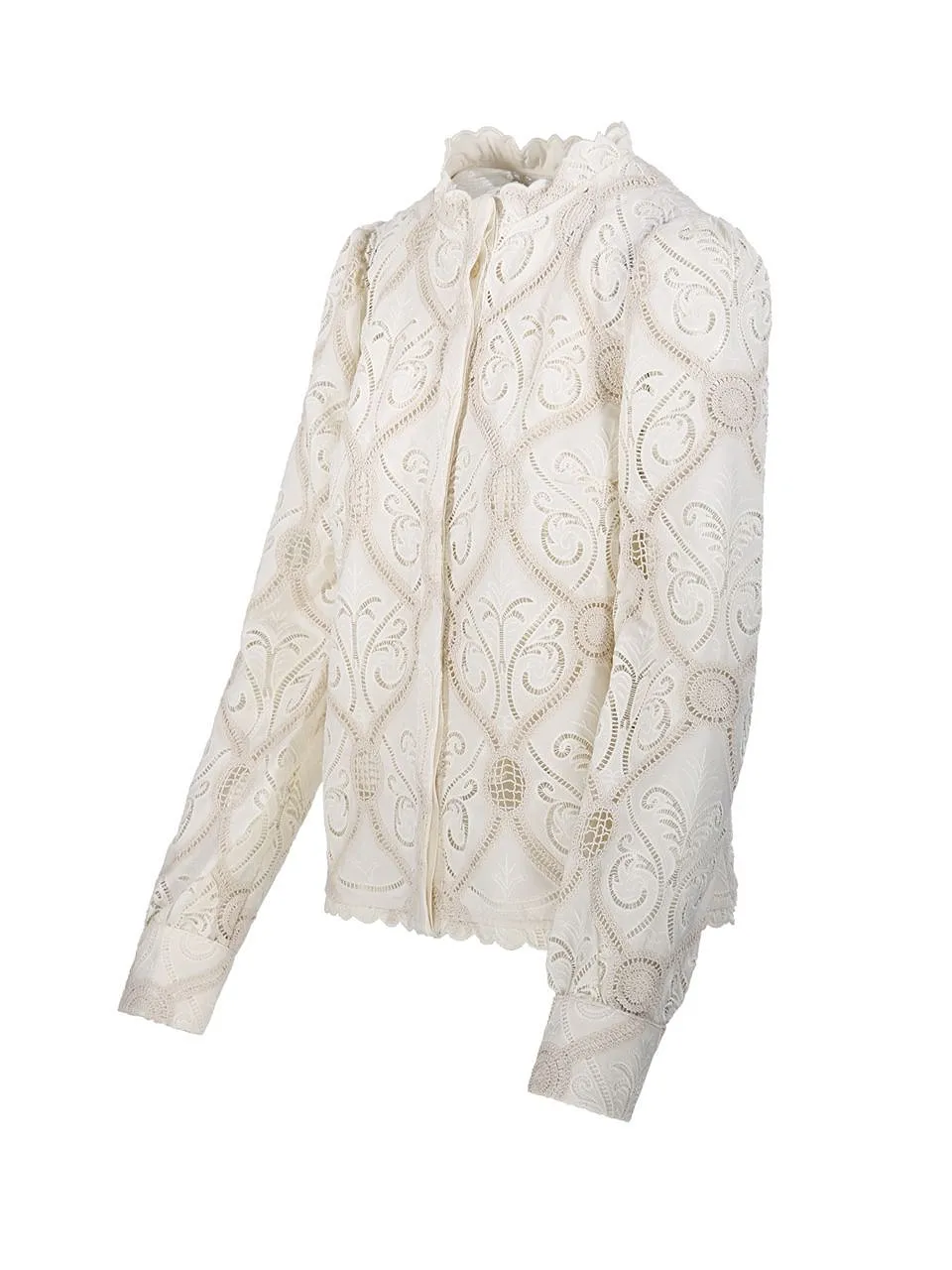 Graphic Lace Long Sleeve Blouse