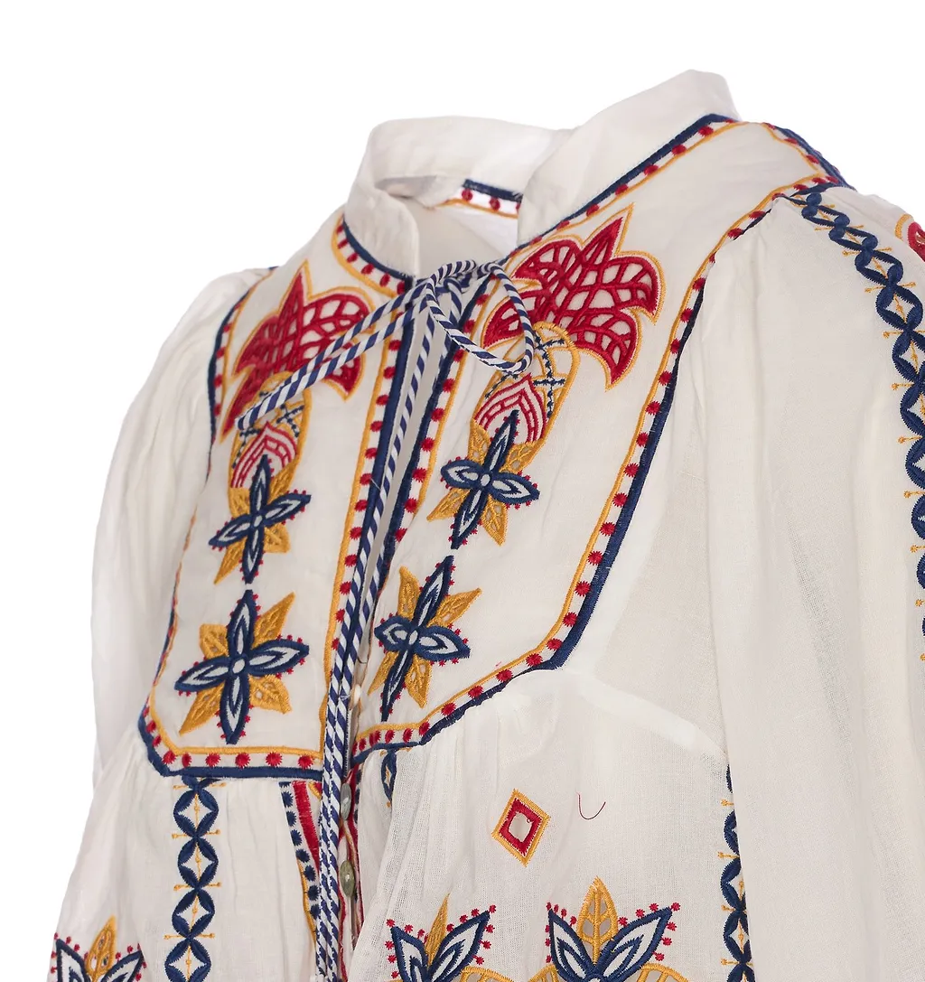 Farm Rio Marys Tiles Embroidered Blouse