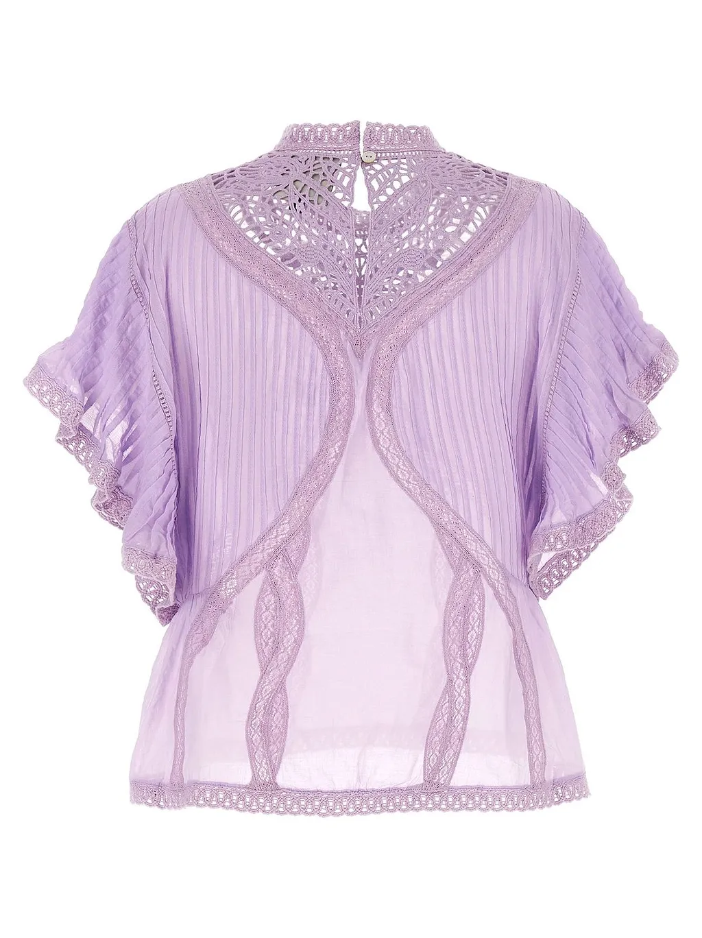 Farm Rio Pleated Lace Trim Top