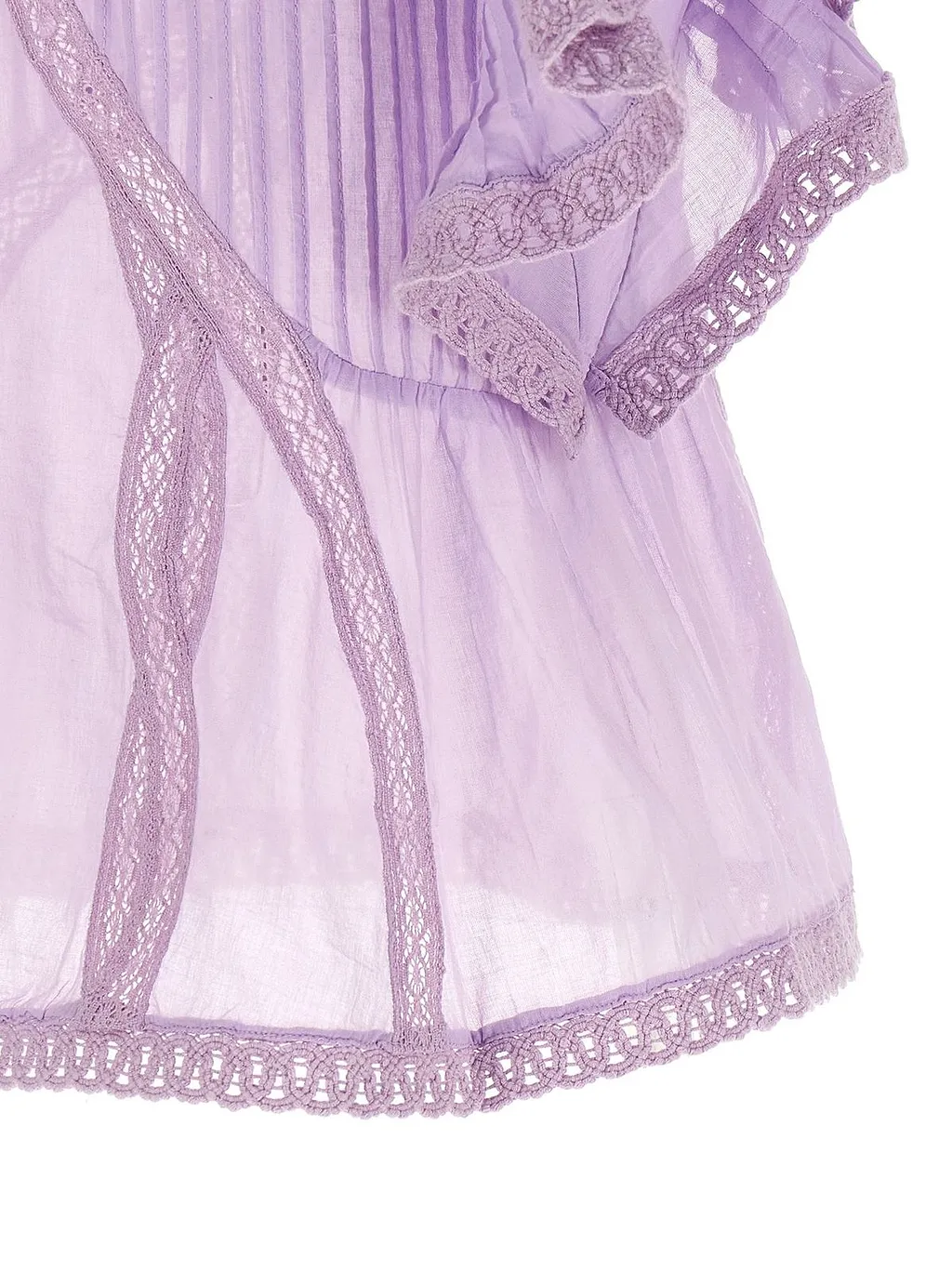 Farm Rio Pleated Lace Trim Top