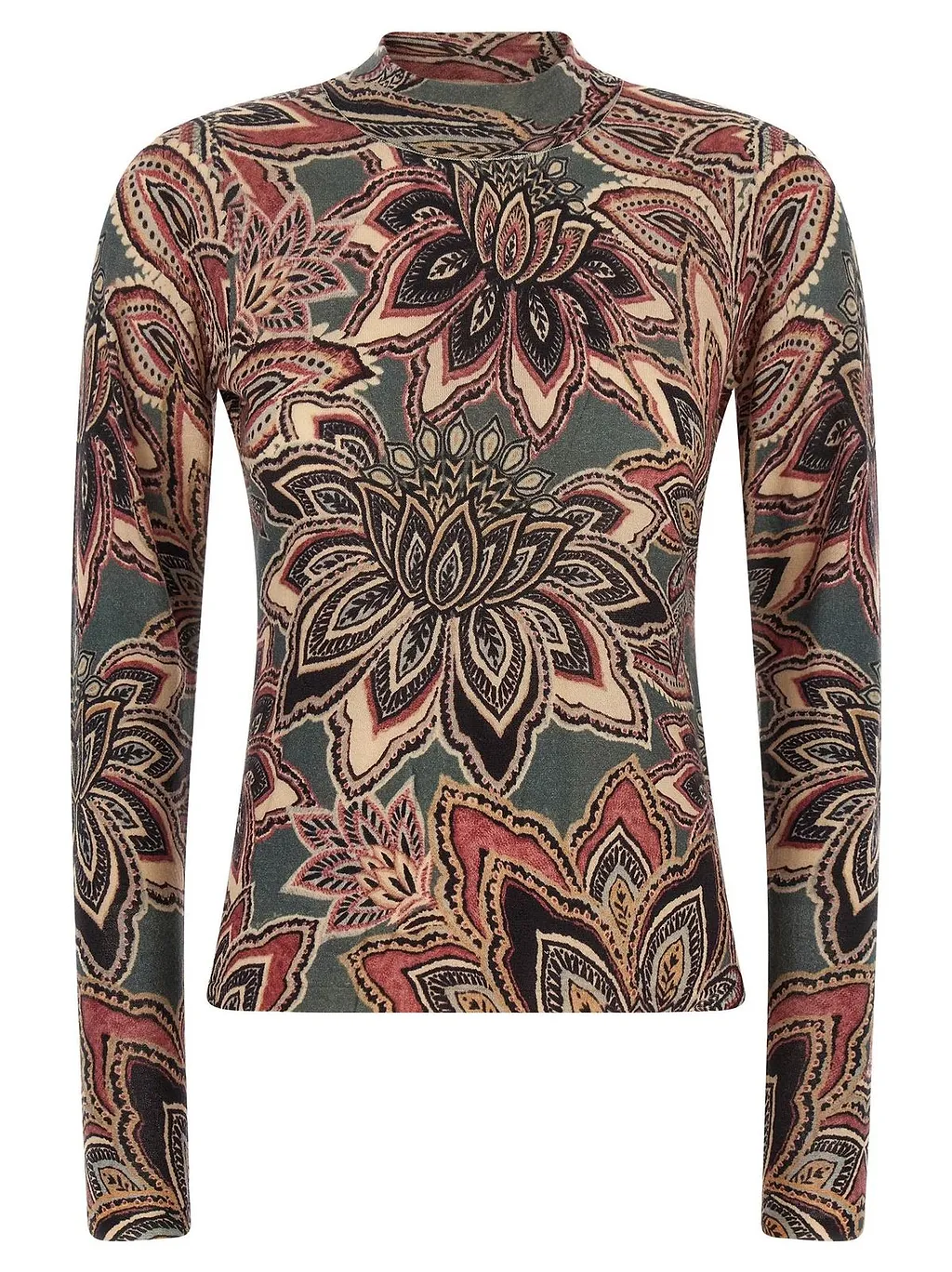 Farm Rio Tapestry Floral Mock-Neck Top