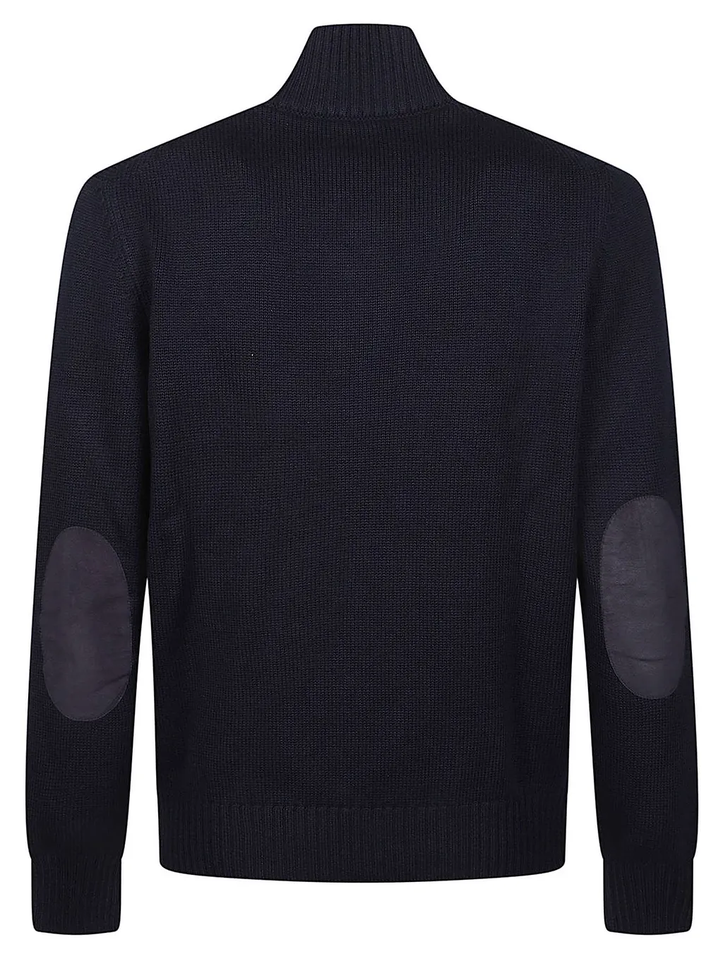 Fay Funnel-Neck Elbow-Patch Knitted Sweater
