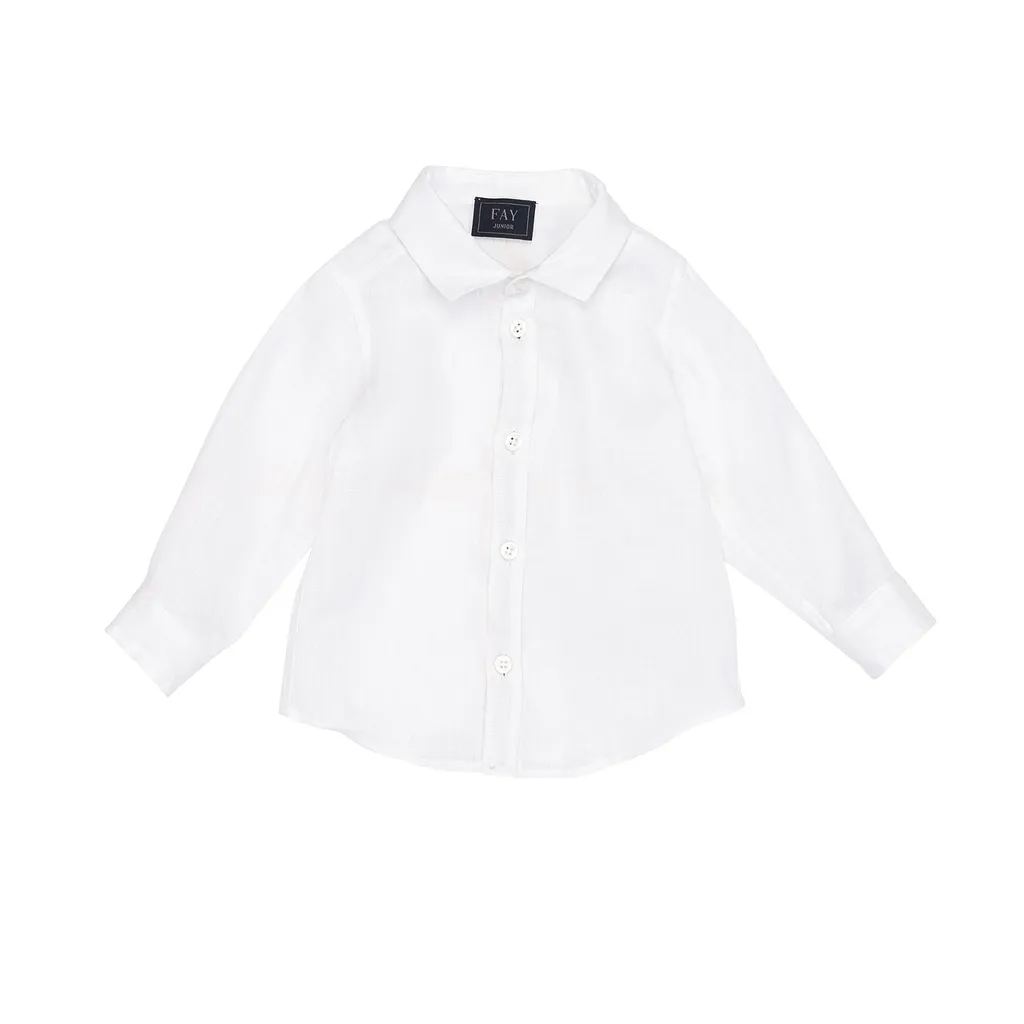 Fay Kids Curved Hem Long-Sleeved Shirt