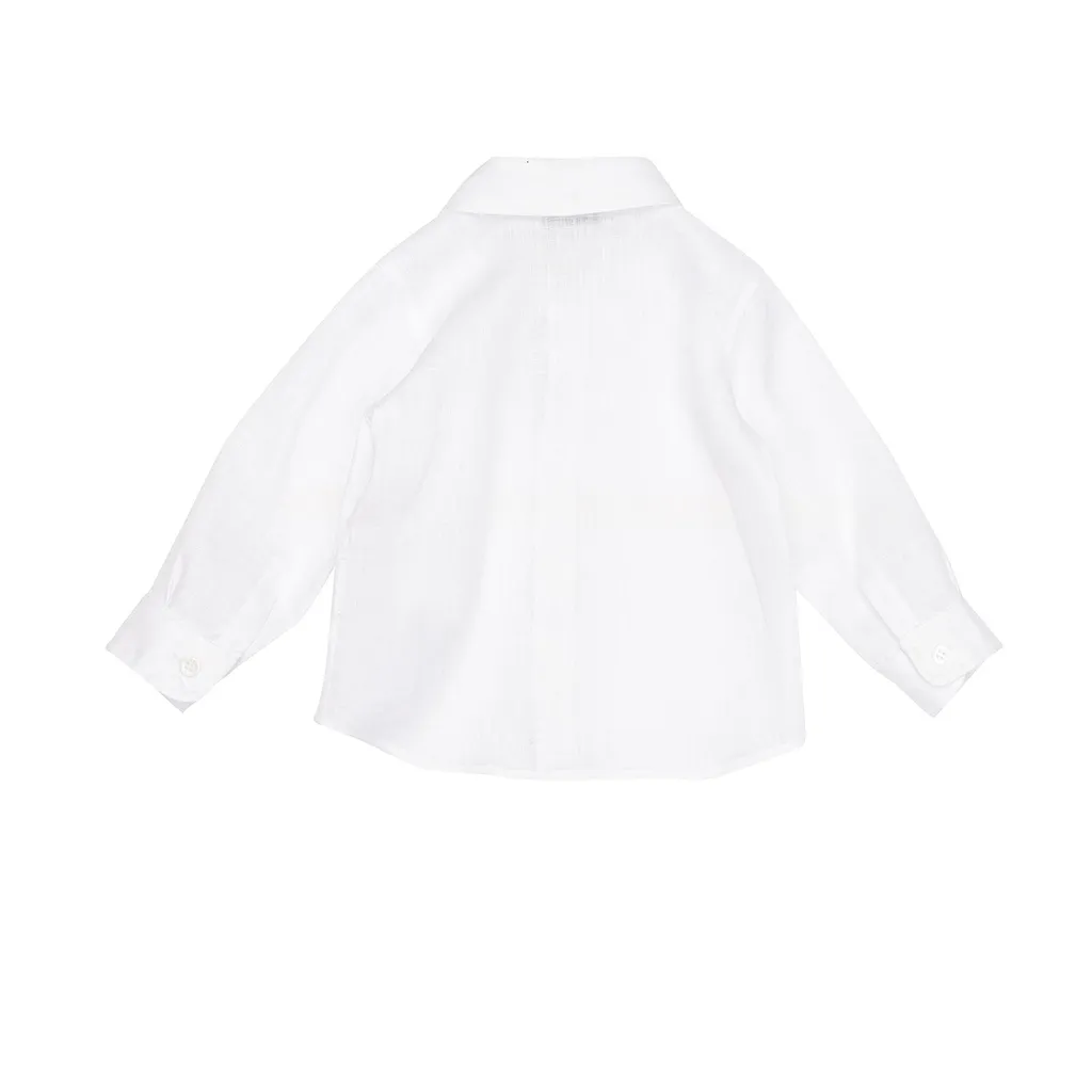 Fay Kids Curved Hem Long-Sleeved Shirt