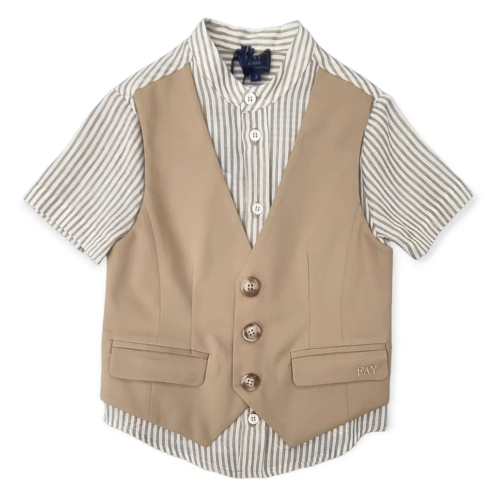 Fay Kids Layered-Designed Short-Sleeved Shirt