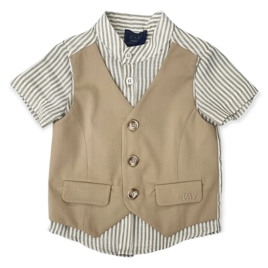 Fay Kids Layered-Designed Short-Sleeved Shirt