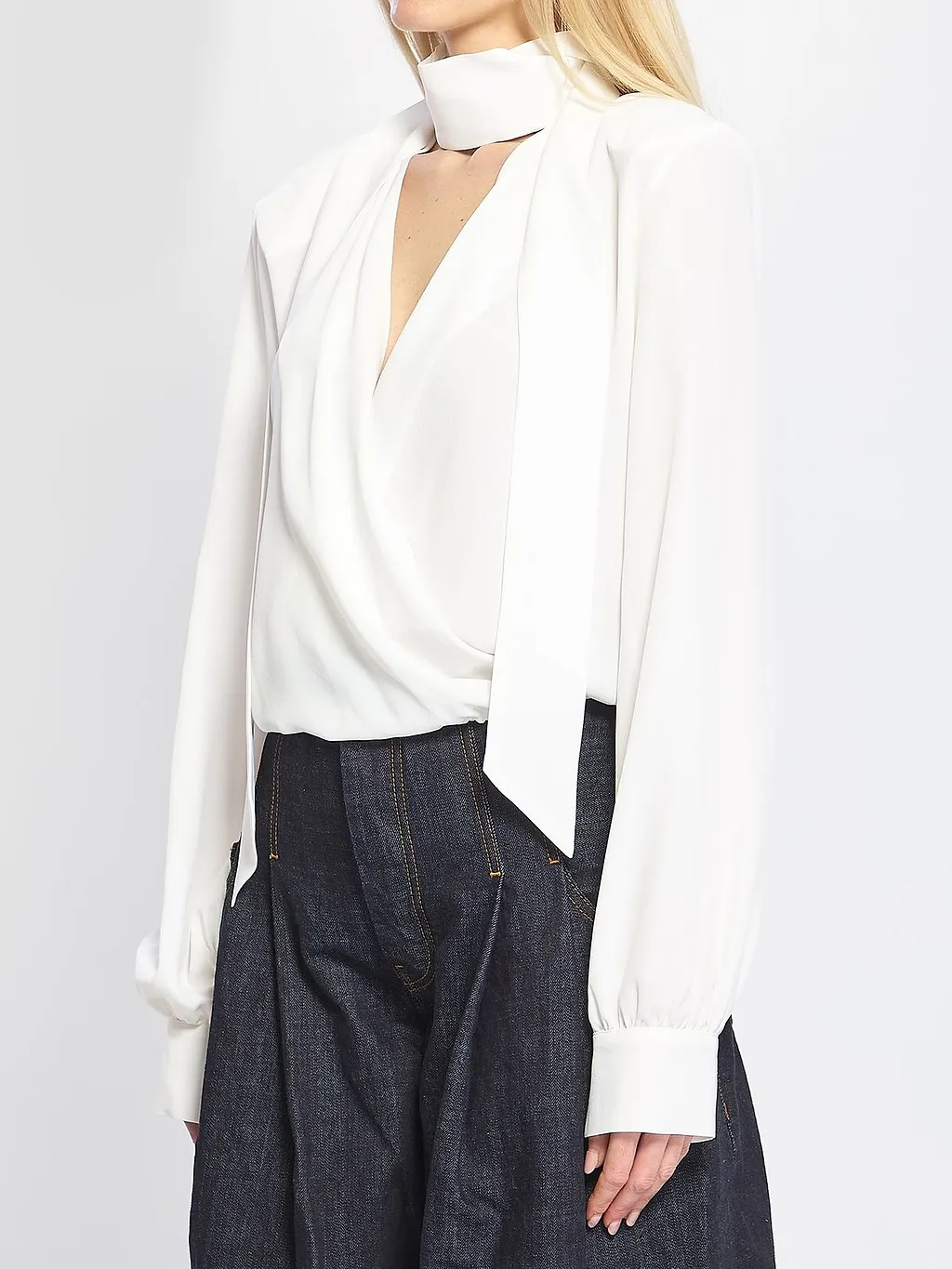 Federica Tosi Wrap Blouse With Detachable Scarf