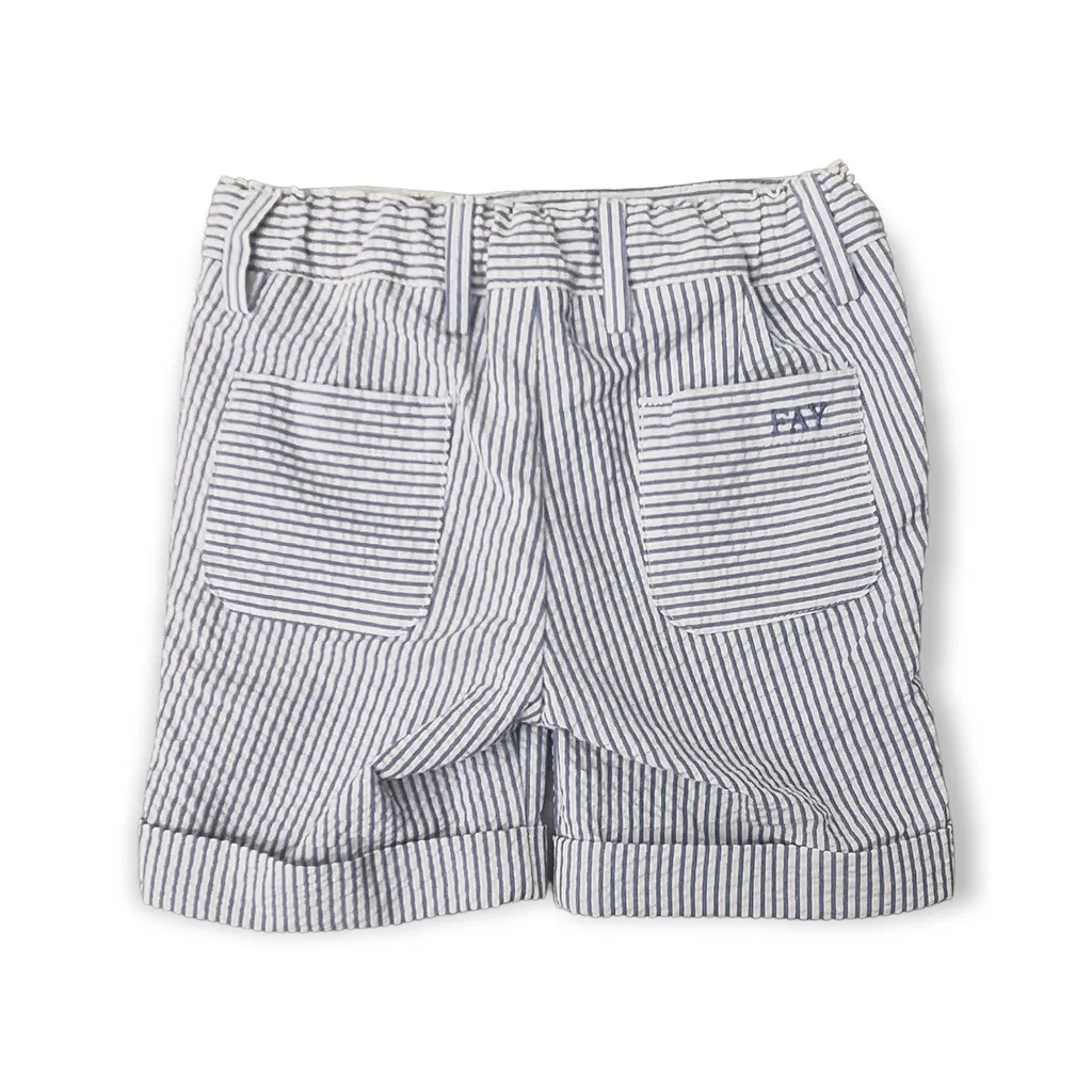 Fay Kids Logo-Embroidered Stripe-Printed Shorts