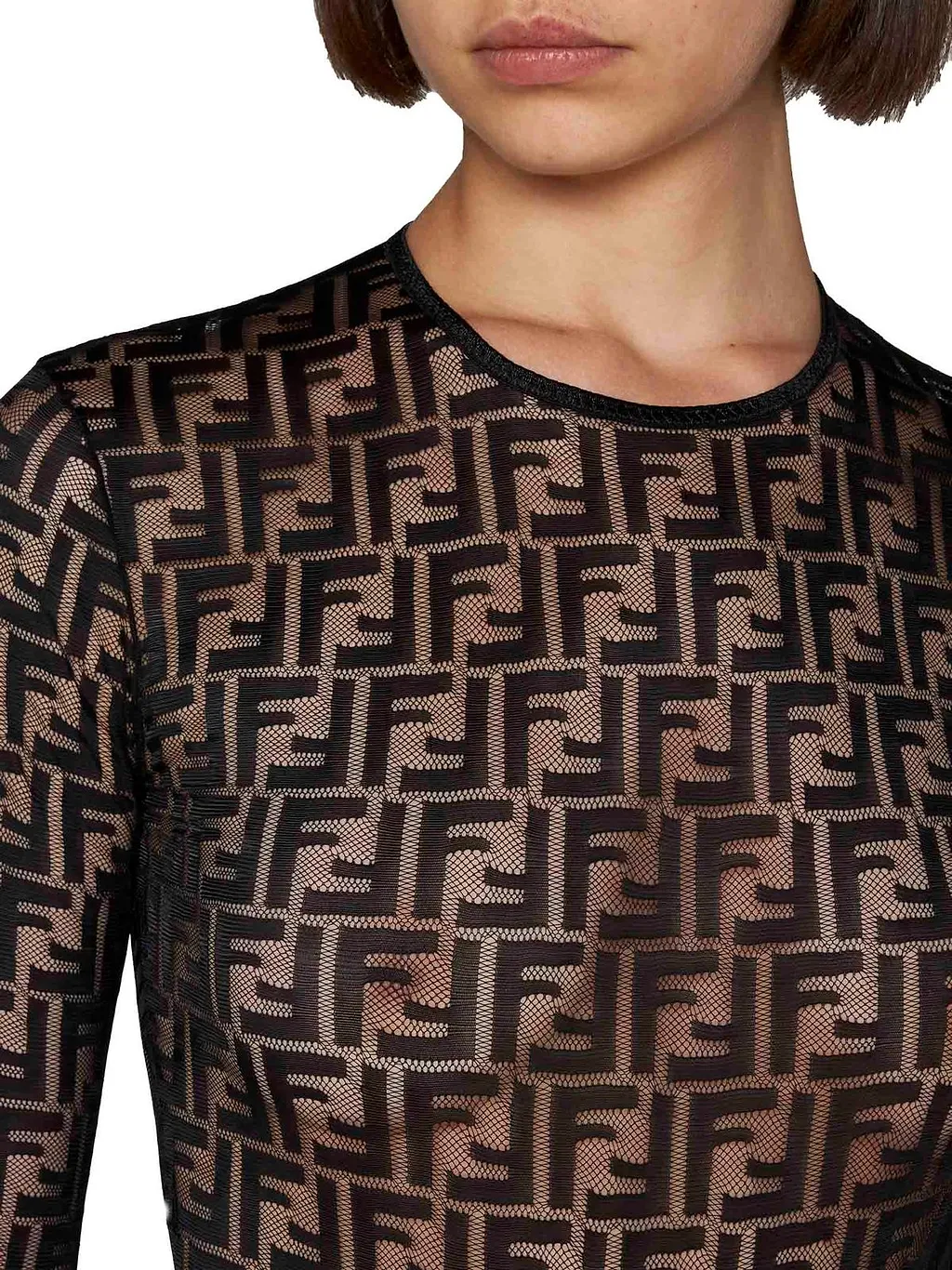 Fendi Monogrammed Lace Bodysuit