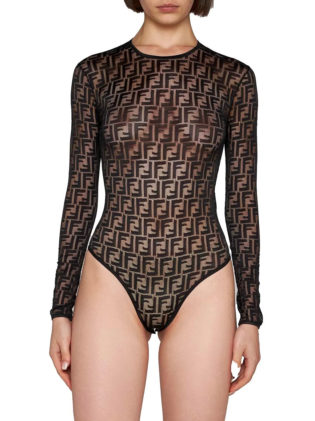 Fendi Monogrammed Lace Bodysuit