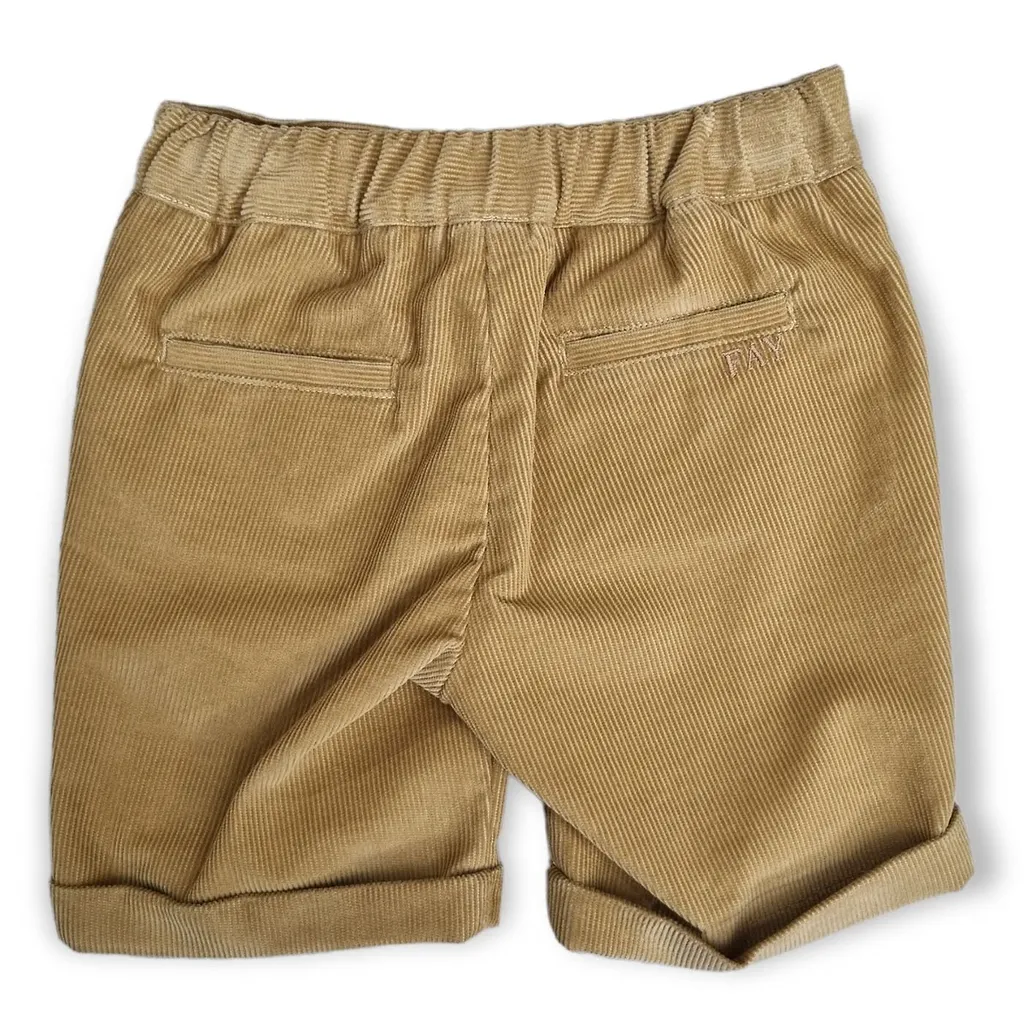 Fay Kids Turn-Up Cuff Pleated Corduroy Shorts