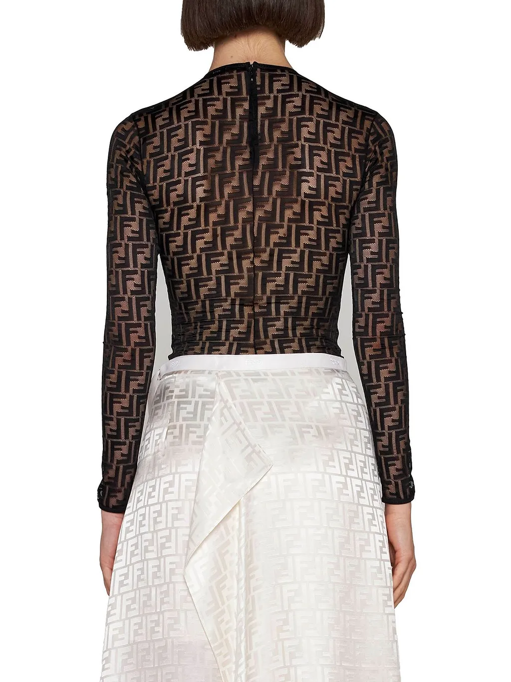 Fendi Monogrammed Lace Bodysuit
