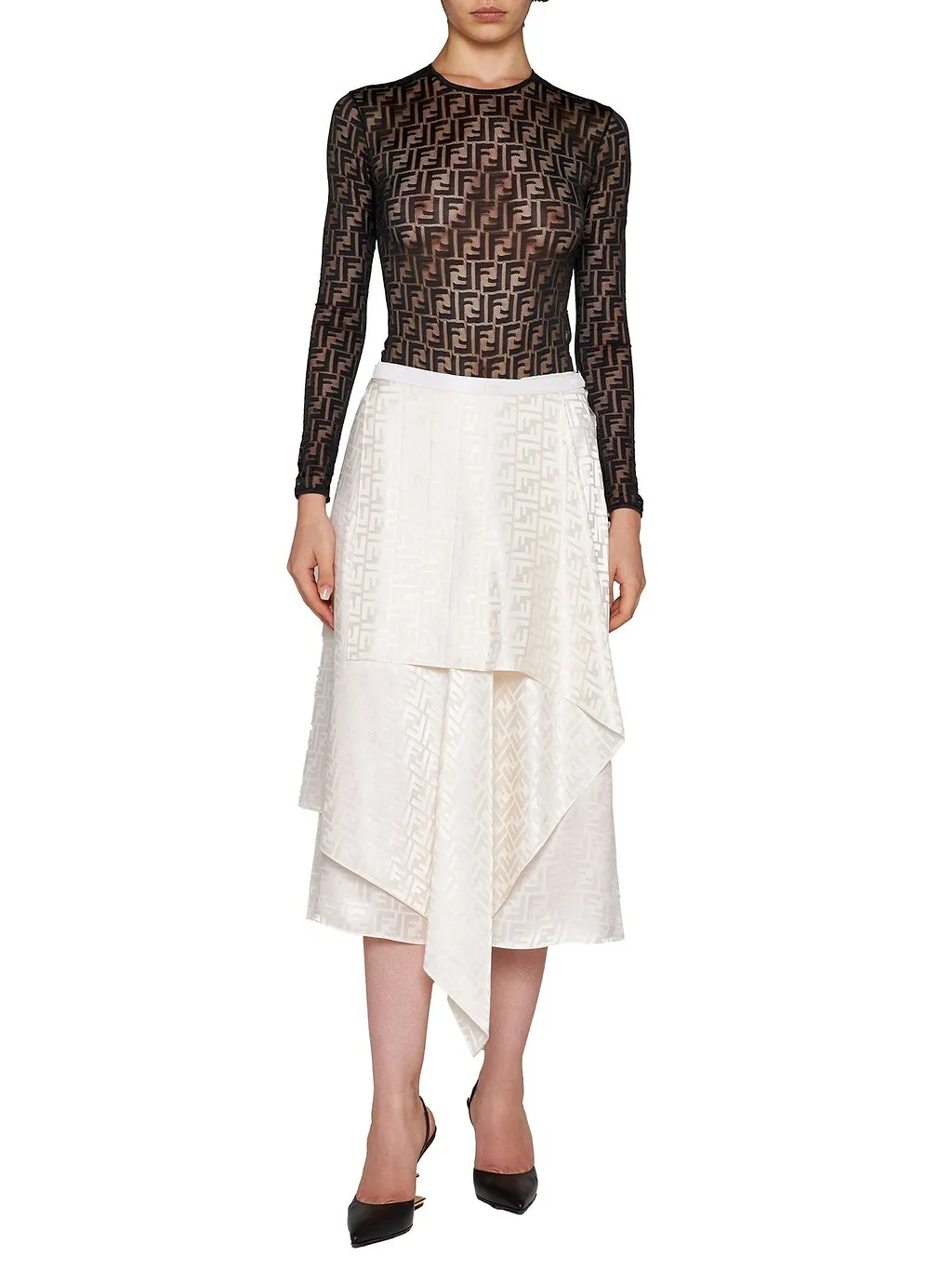 Fendi Monogrammed Lace Bodysuit