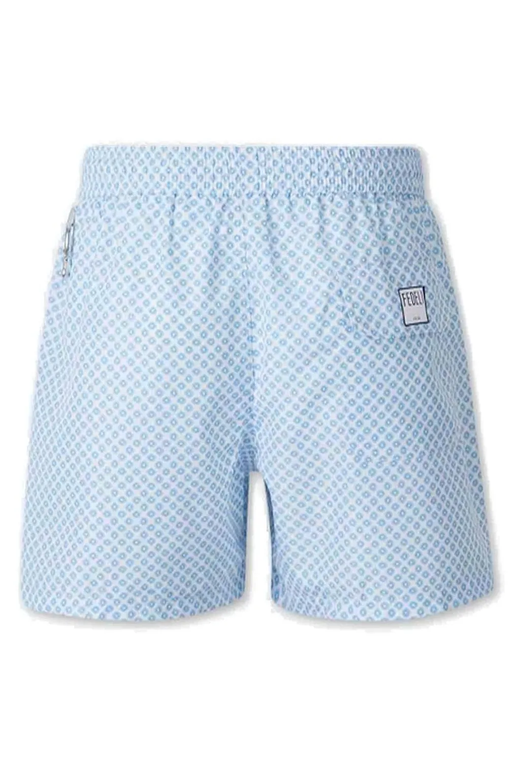Pattern-Printed Drawstring Swim Shorts