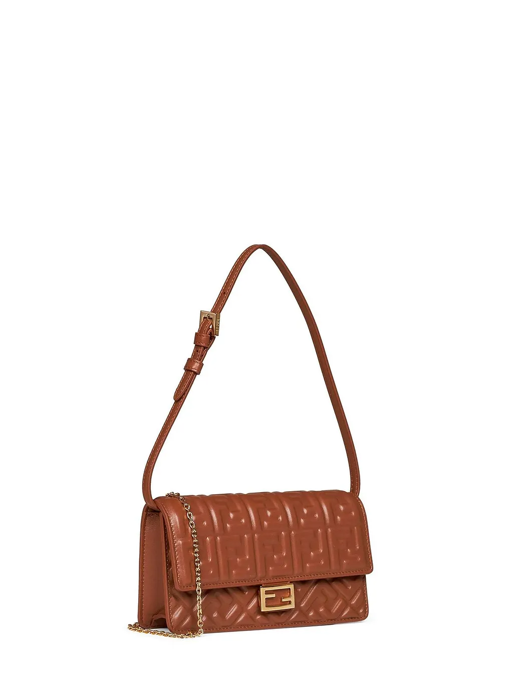 Baguette Ff Embossed Chain-Linked Wallet