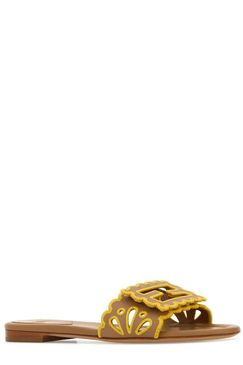 Fendi Baguette Openwork Embroidered Slides