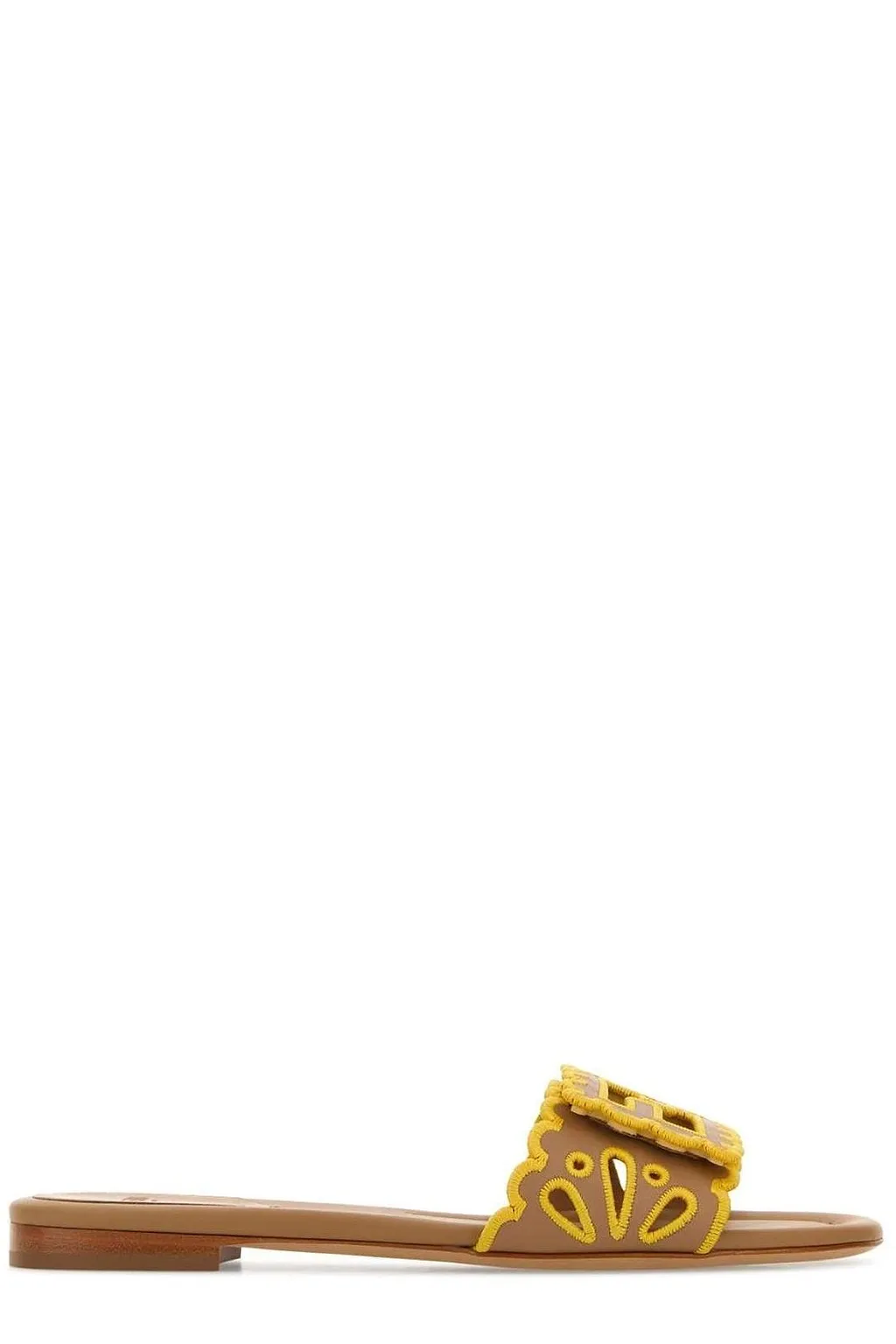 Fendi Baguette Openwork Embroidered Slides