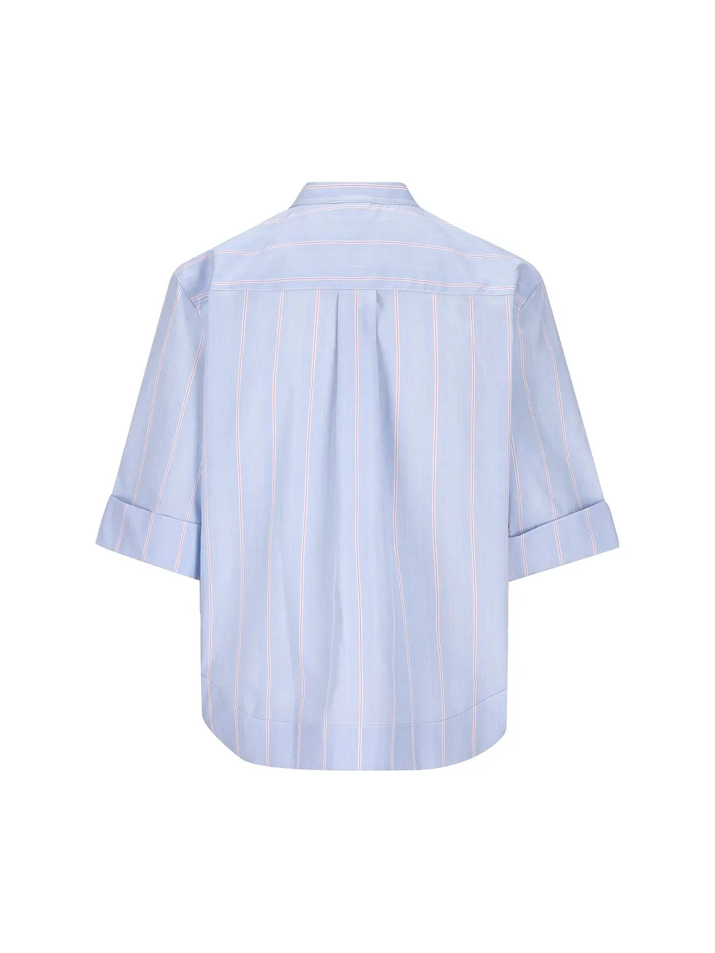 Fay Pintuck-Detailed Short-Sleeved Striped Shirt