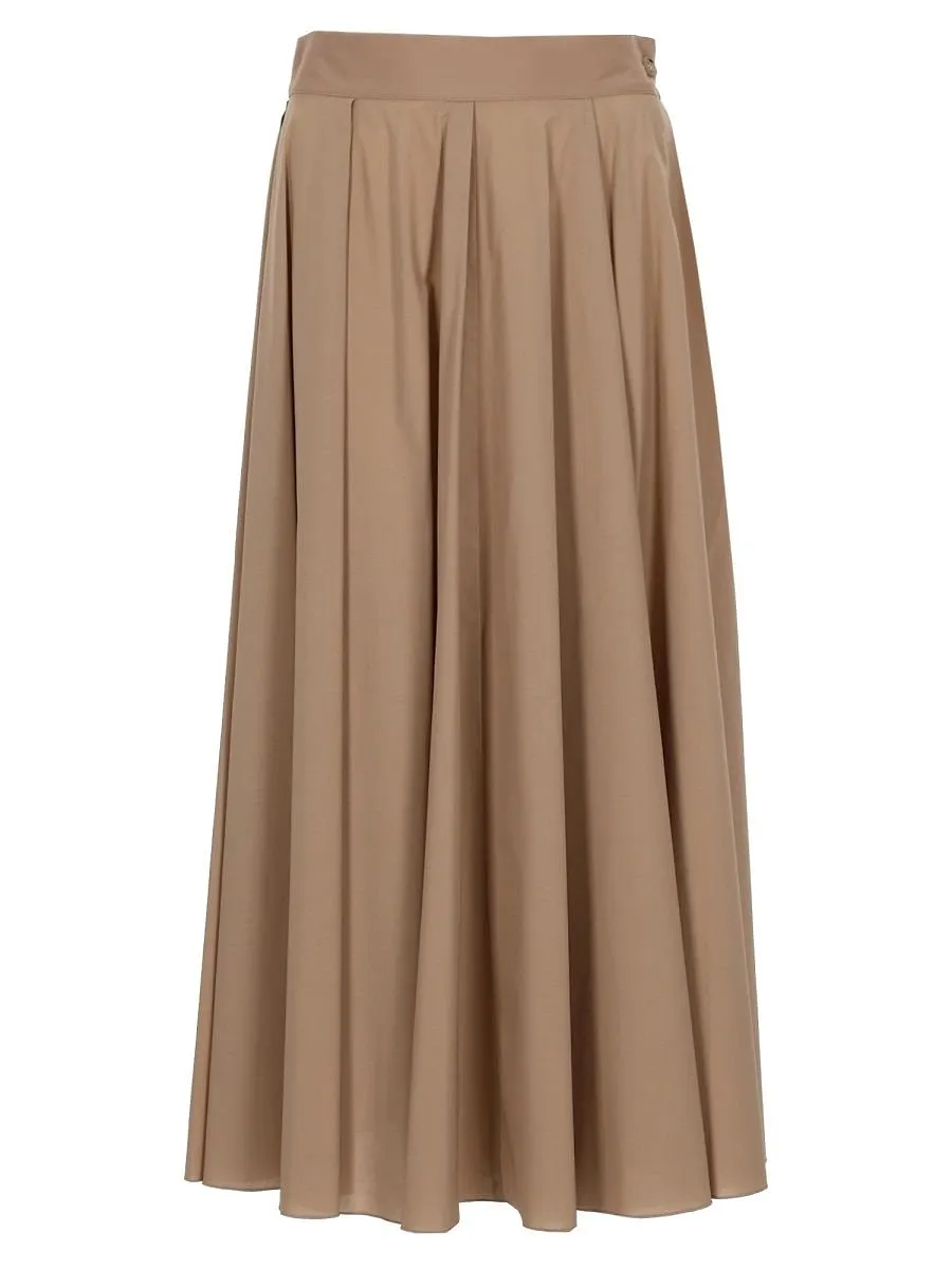 Pleated Cotton Midi Skirt