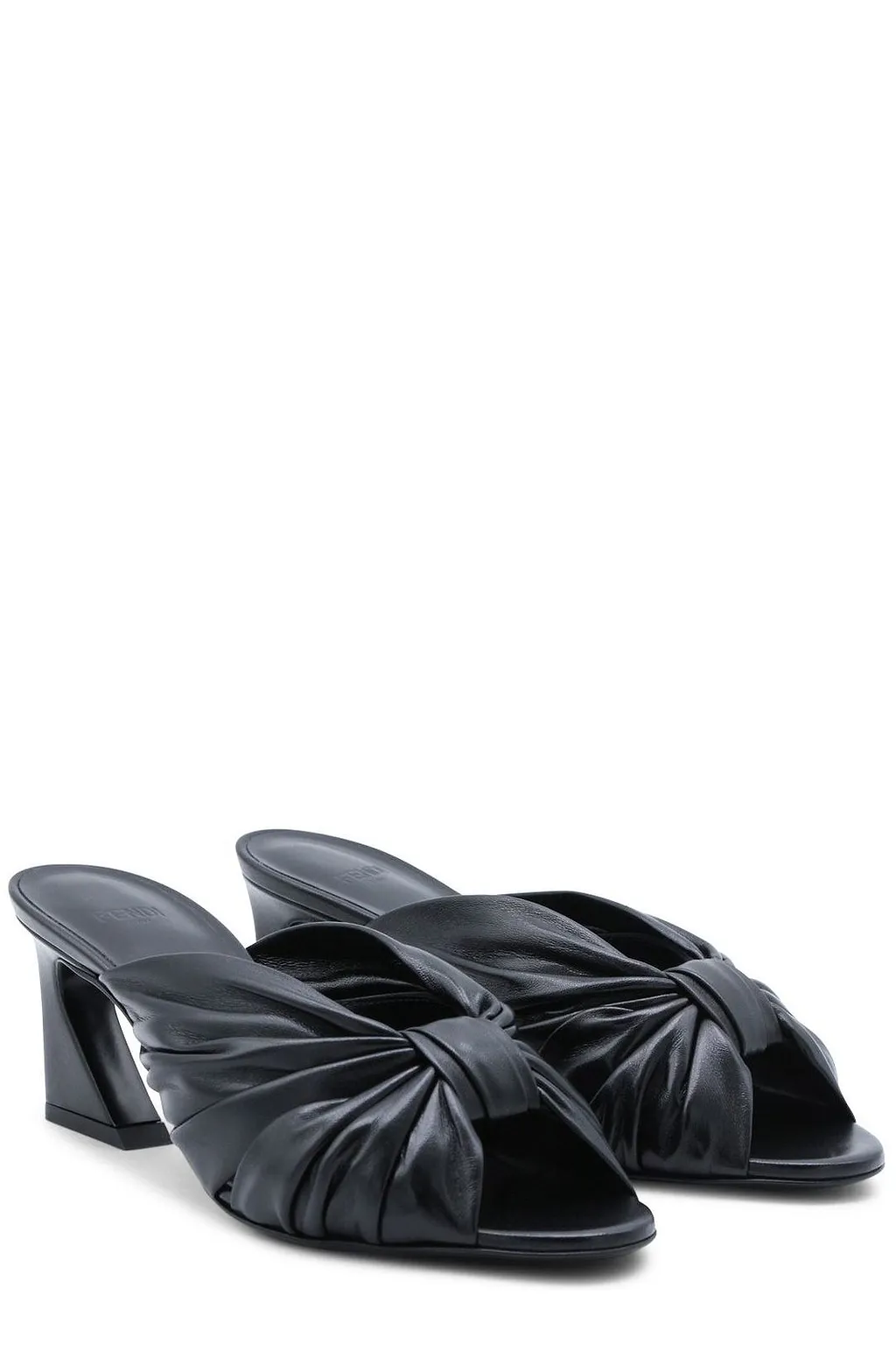 Fendi Bow-Detailed Gathered Heeled Sandals