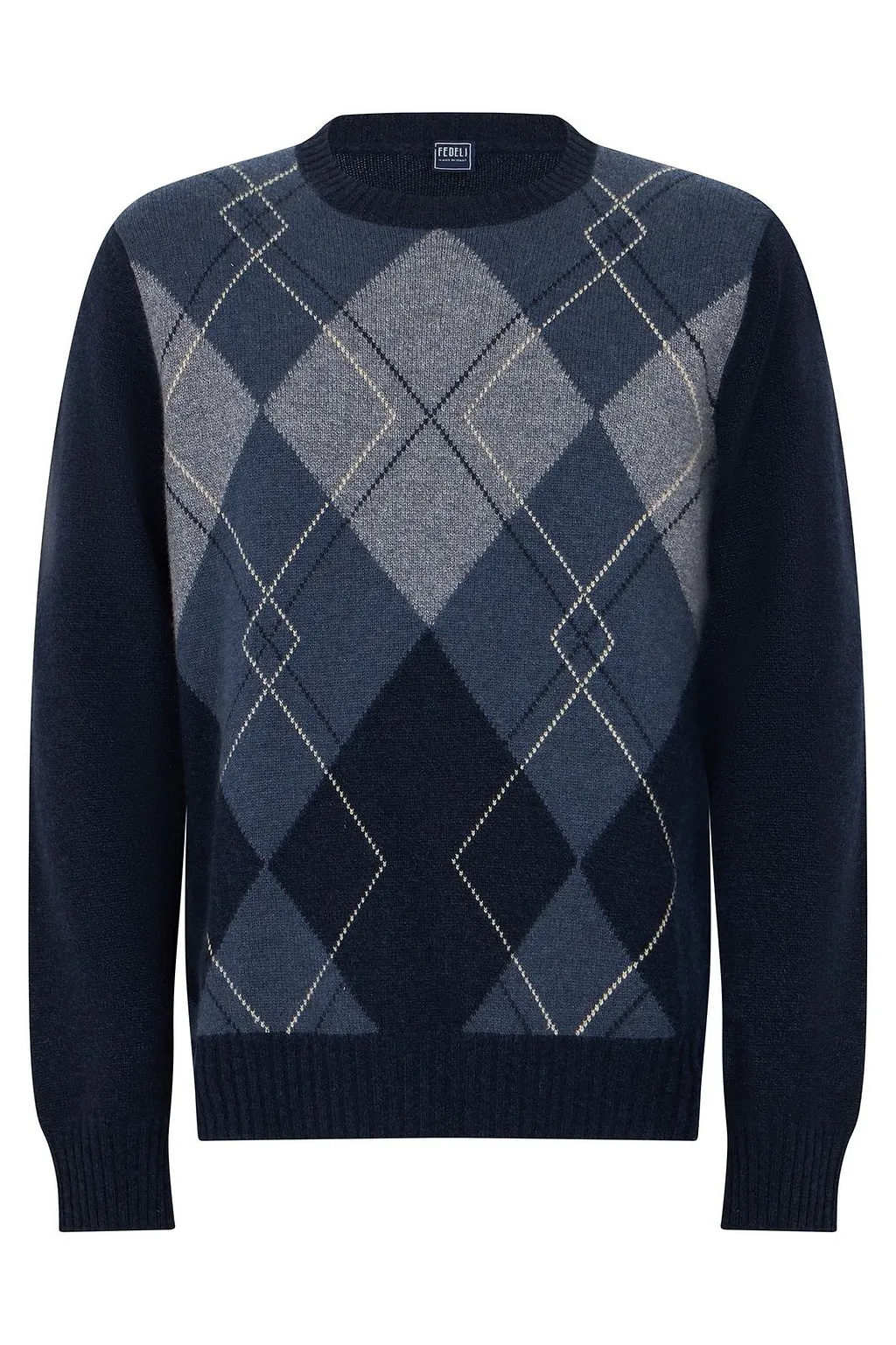 Fedeli Argyle Crew Neck Knitted Sweater