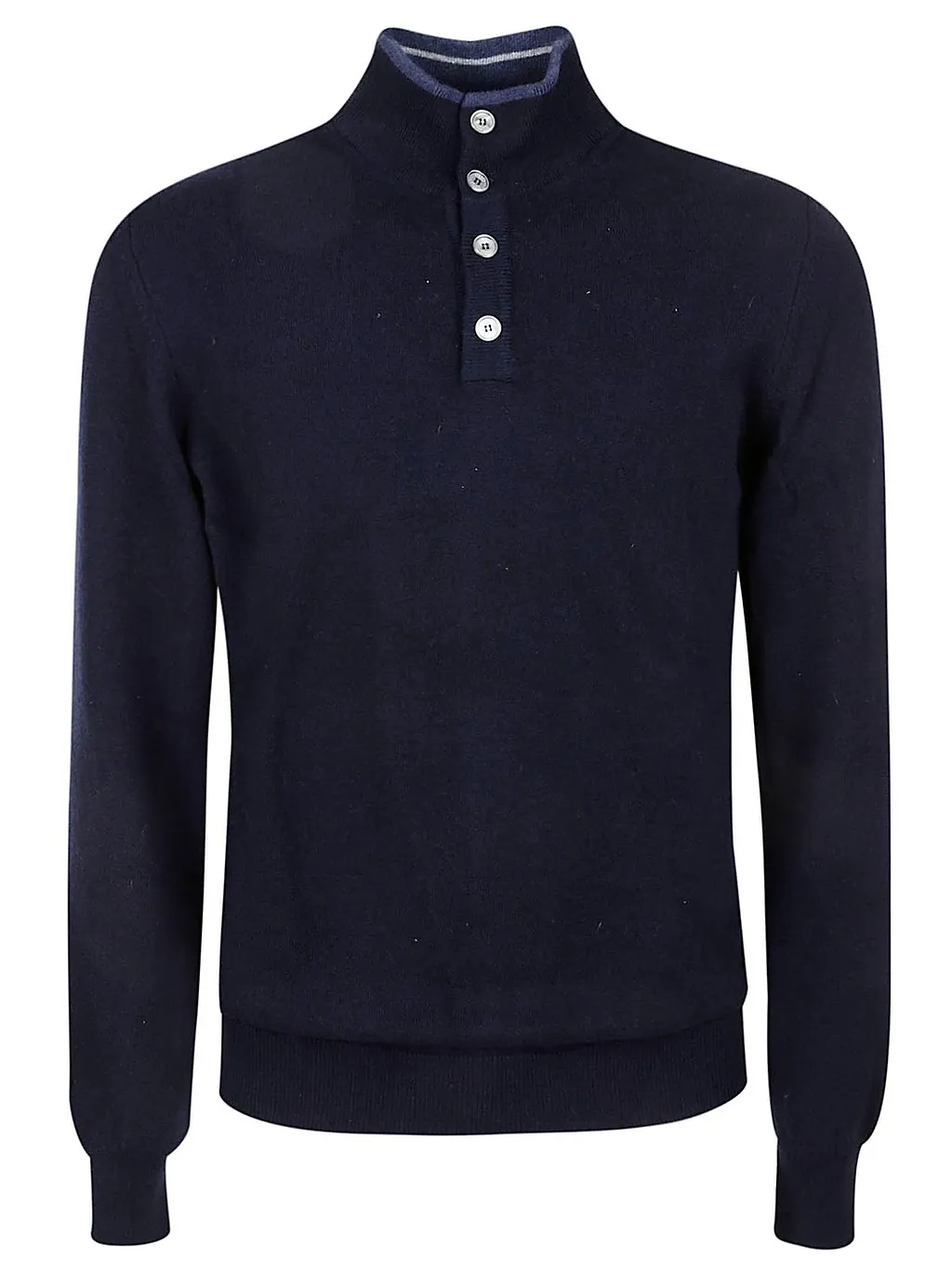 Fedeli Buttoned Mock-Neck Knitted Pullover