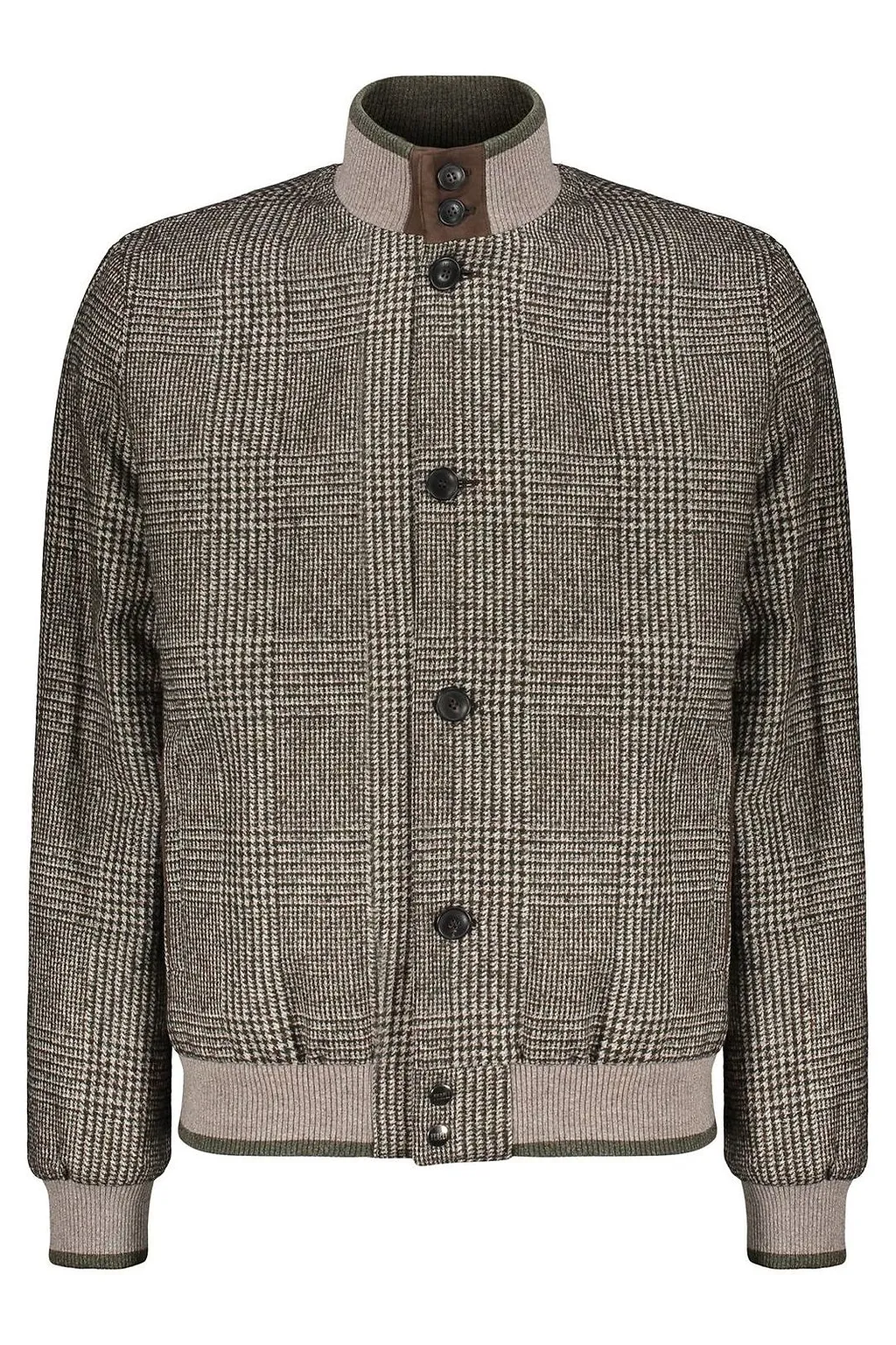 Fedeli Checked Knit Collar Bomber Jacket