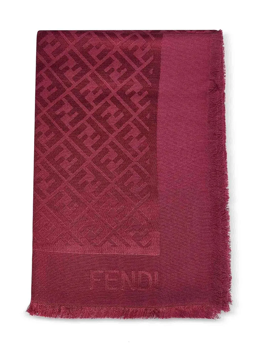 Fendi Ff Jacquard Fringed Scarf