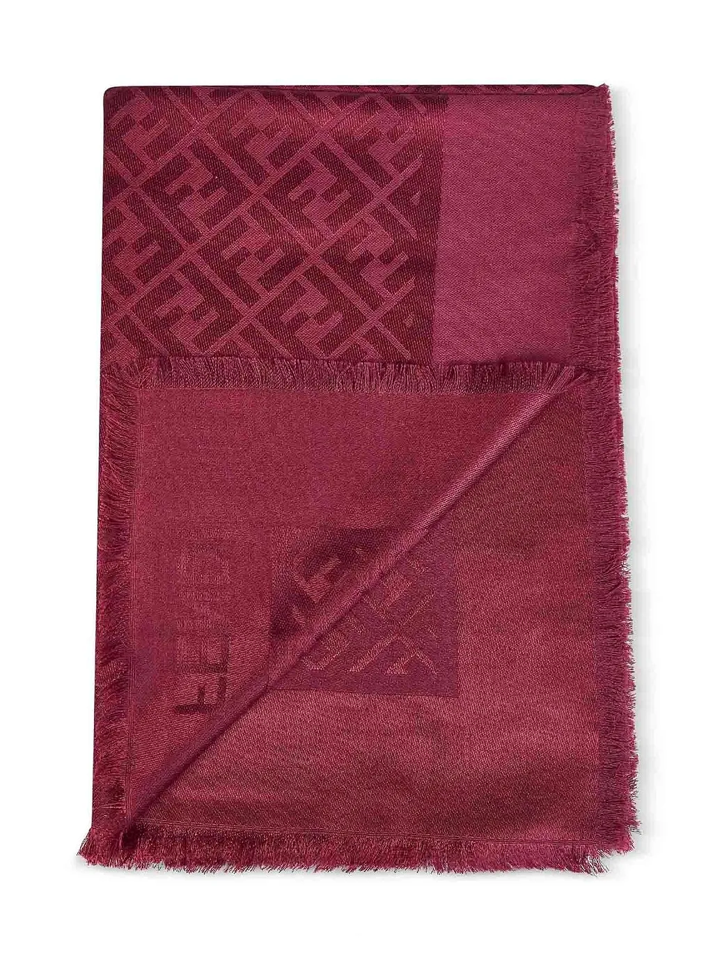Fendi Ff Jacquard Fringed Scarf