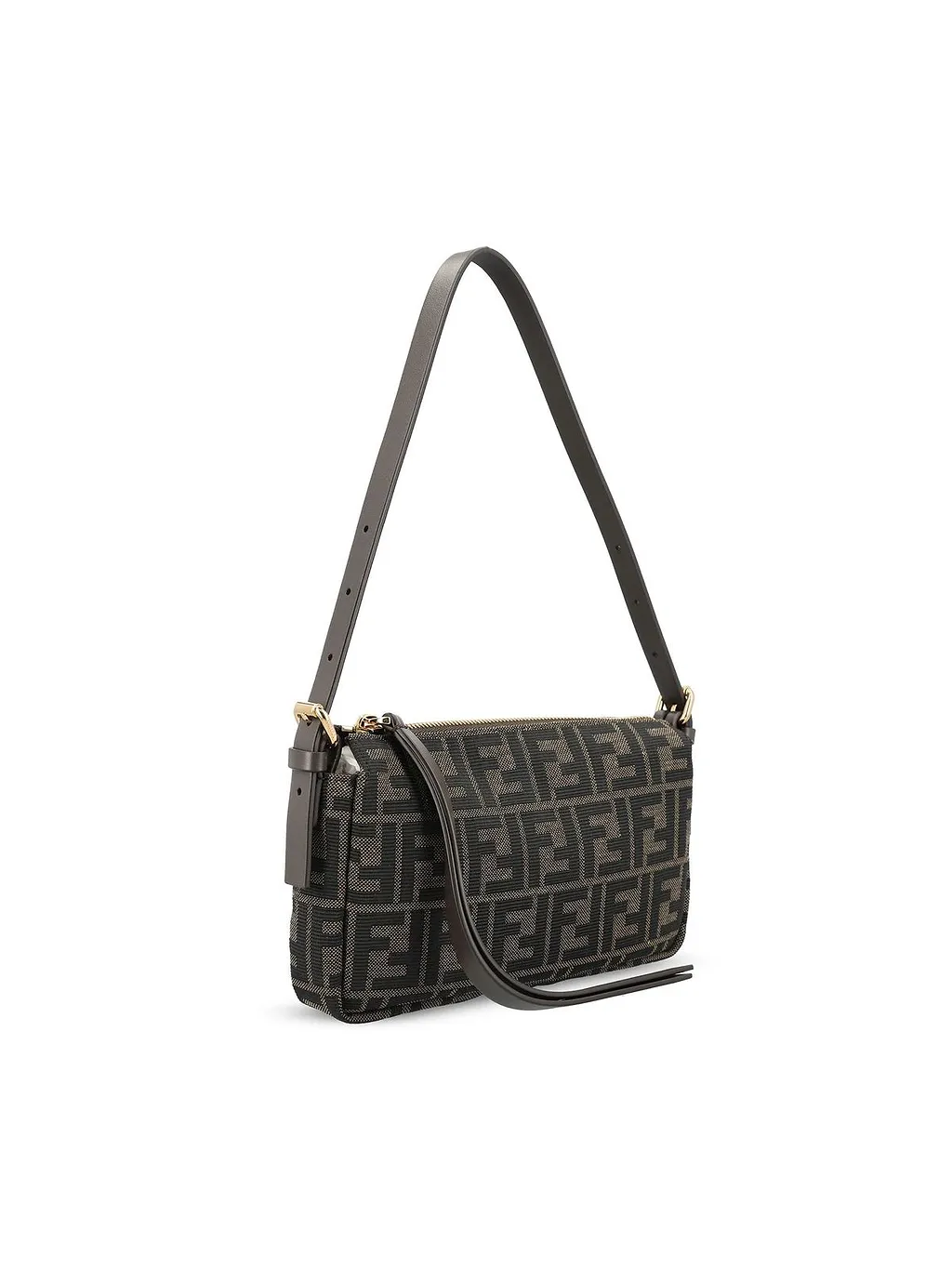 Fendi Ff Jacquard Zipper Top Small Shoulder Bag