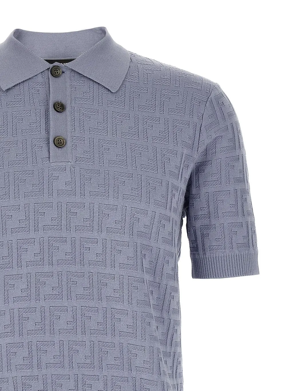 Fendi Ff Short Sleeved Knitted Polo Shirt