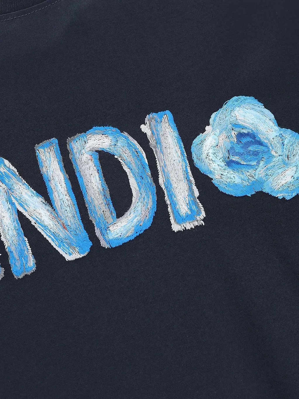 Fendi Flowers Logo Embroidered Crewneck T-Shirt