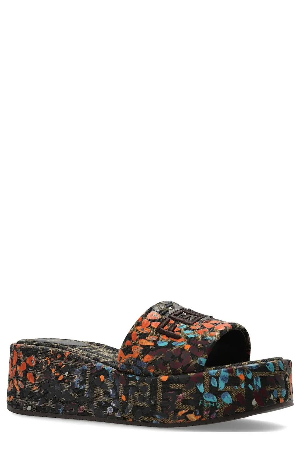 Fendi Logo Embroidered Printed Platform Sandals