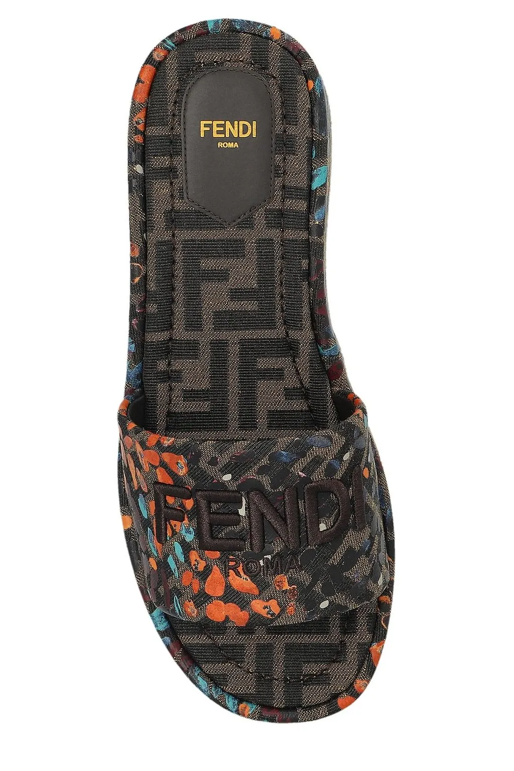 Fendi Logo Embroidered Printed Platform Sandals
