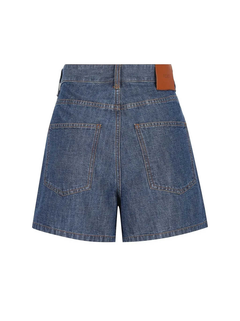 Fendi Logo Patch Denim Shorts