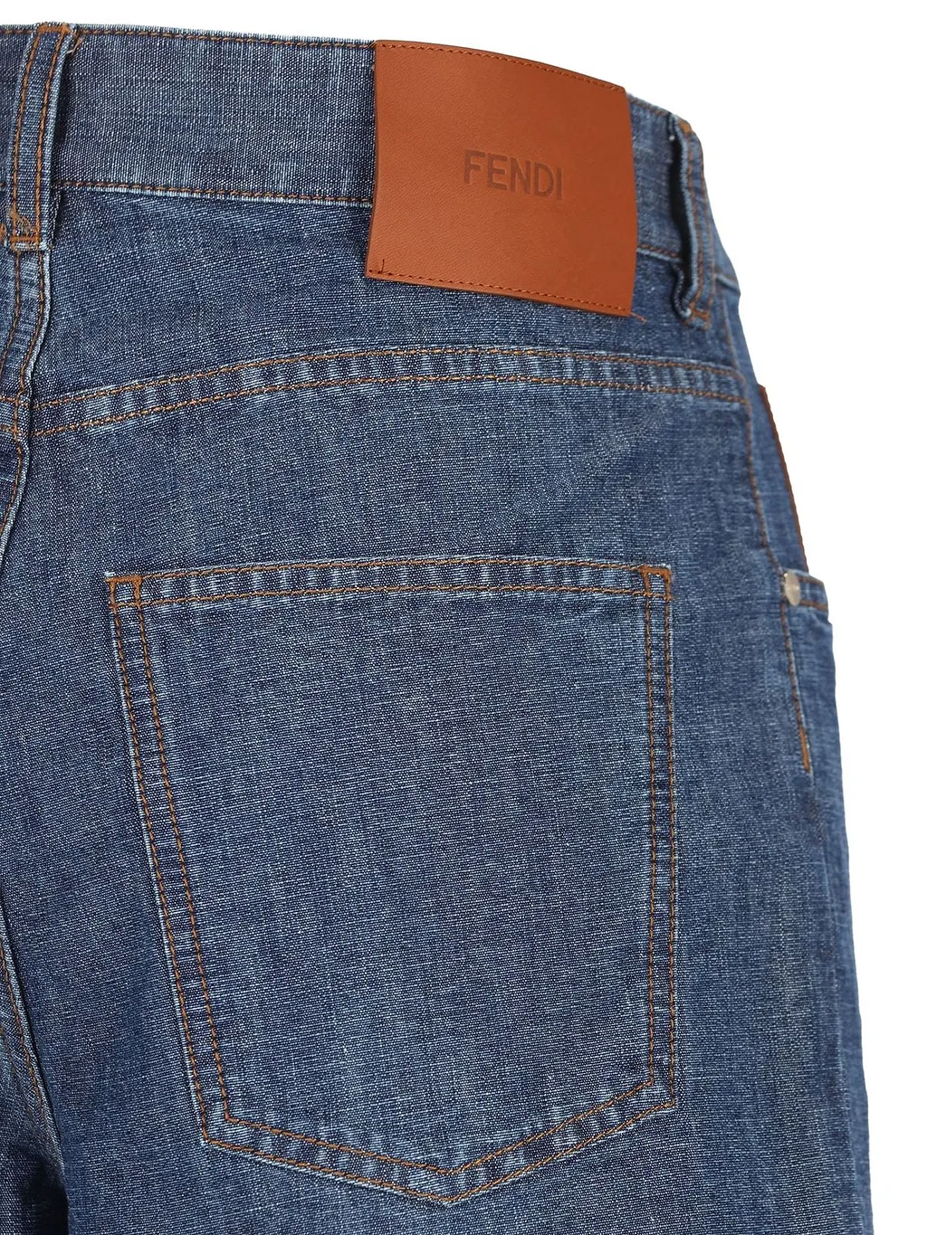 Fendi Logo Patch Denim Shorts