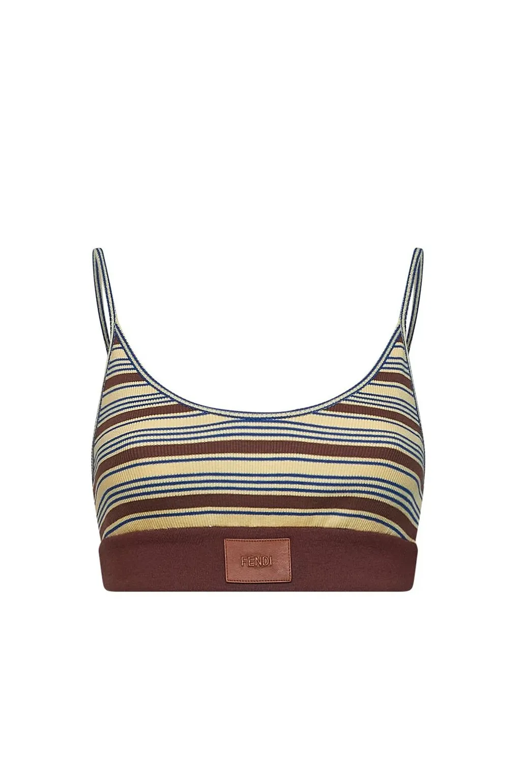 Fendi Logo Patch Striped Knitted Top