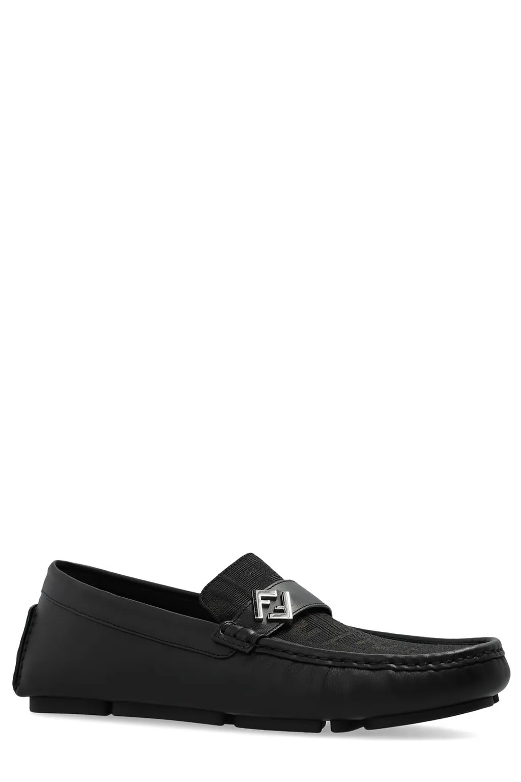 Fendi Logo Plaque Monogrammed Loafers