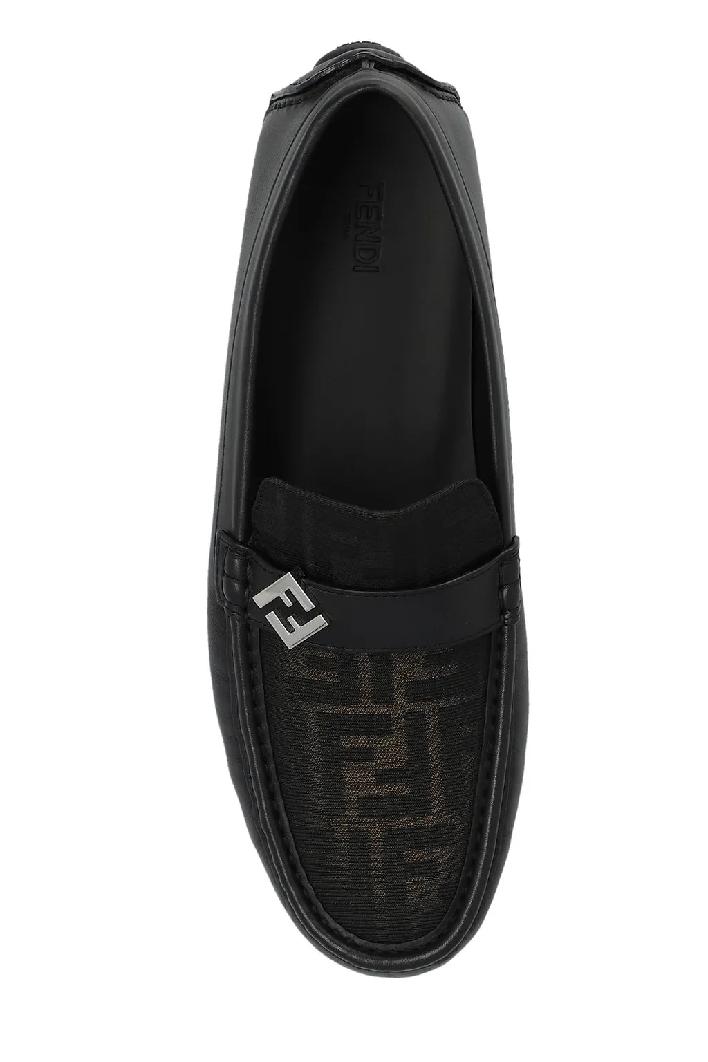 Fendi Logo Plaque Monogrammed Loafers