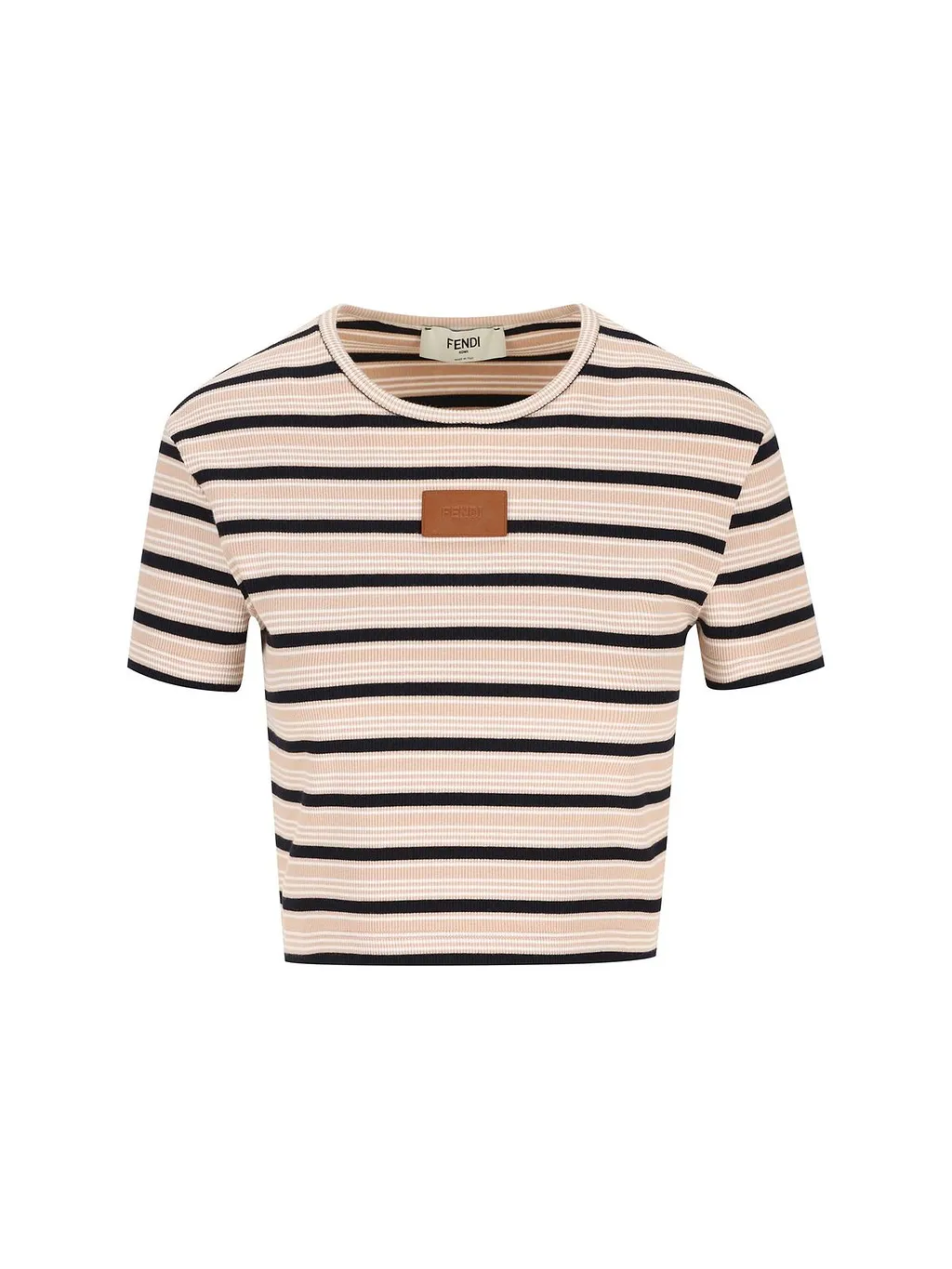 Fendi Logo Patch Striped Cropped Jumper