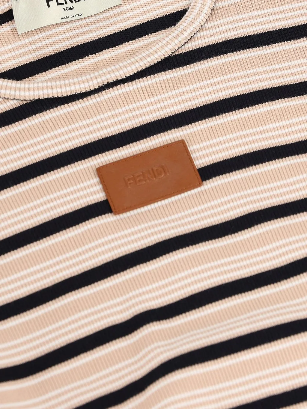 Fendi Logo Patch Striped Cropped Jumper