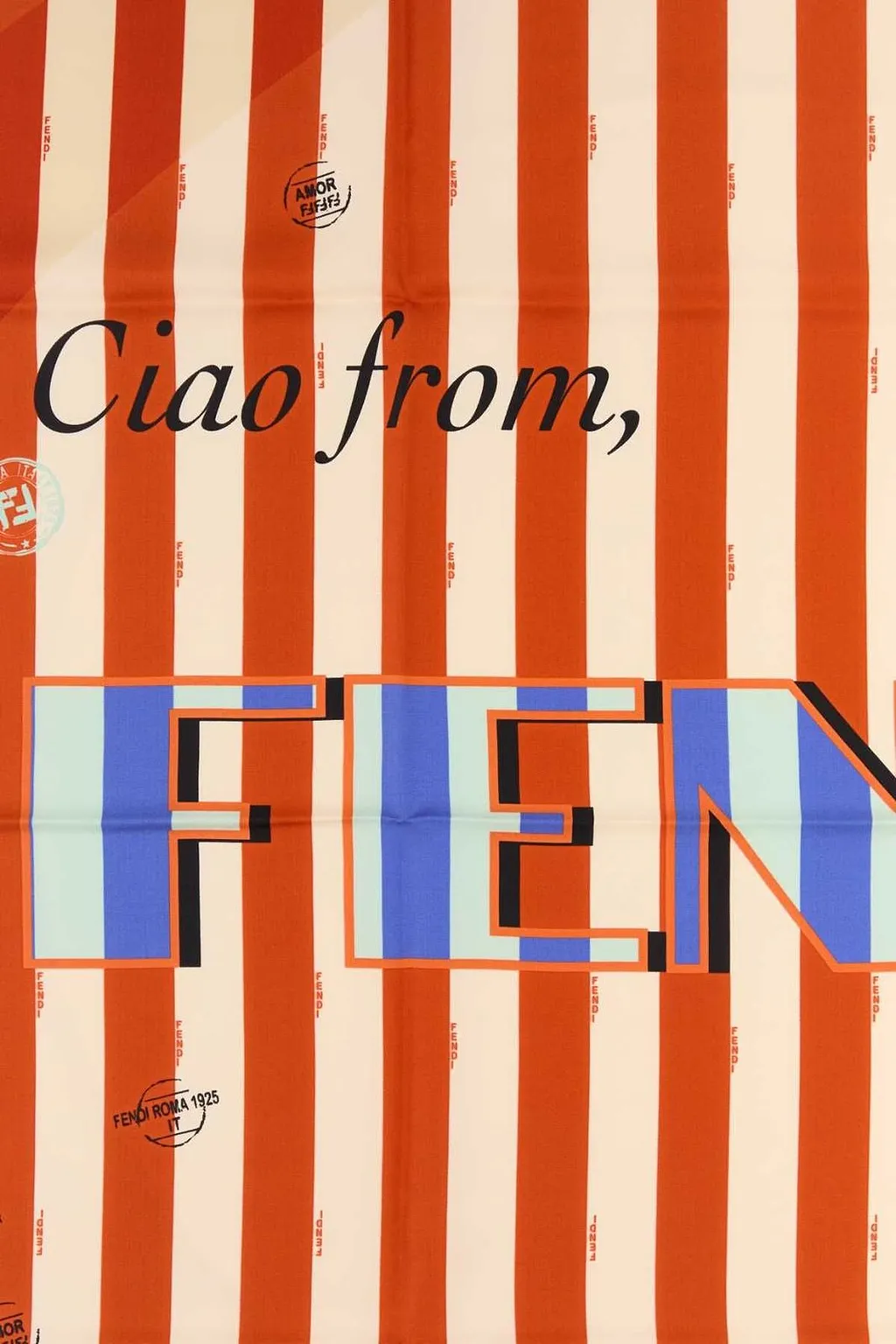 Fendi Logo Printed Striped Scarf