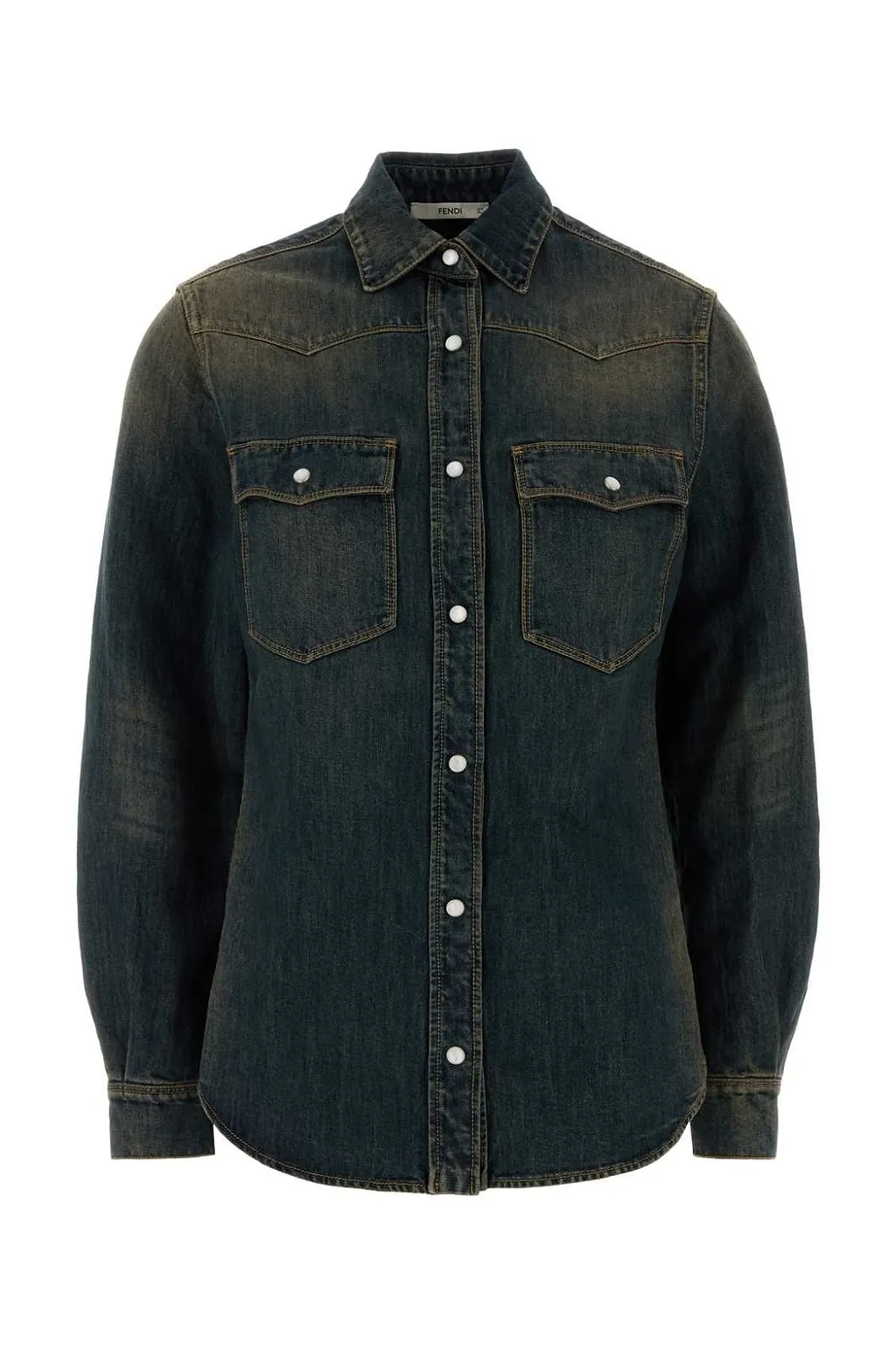 Fendi Denim Collared Long-Sleeved Shirt